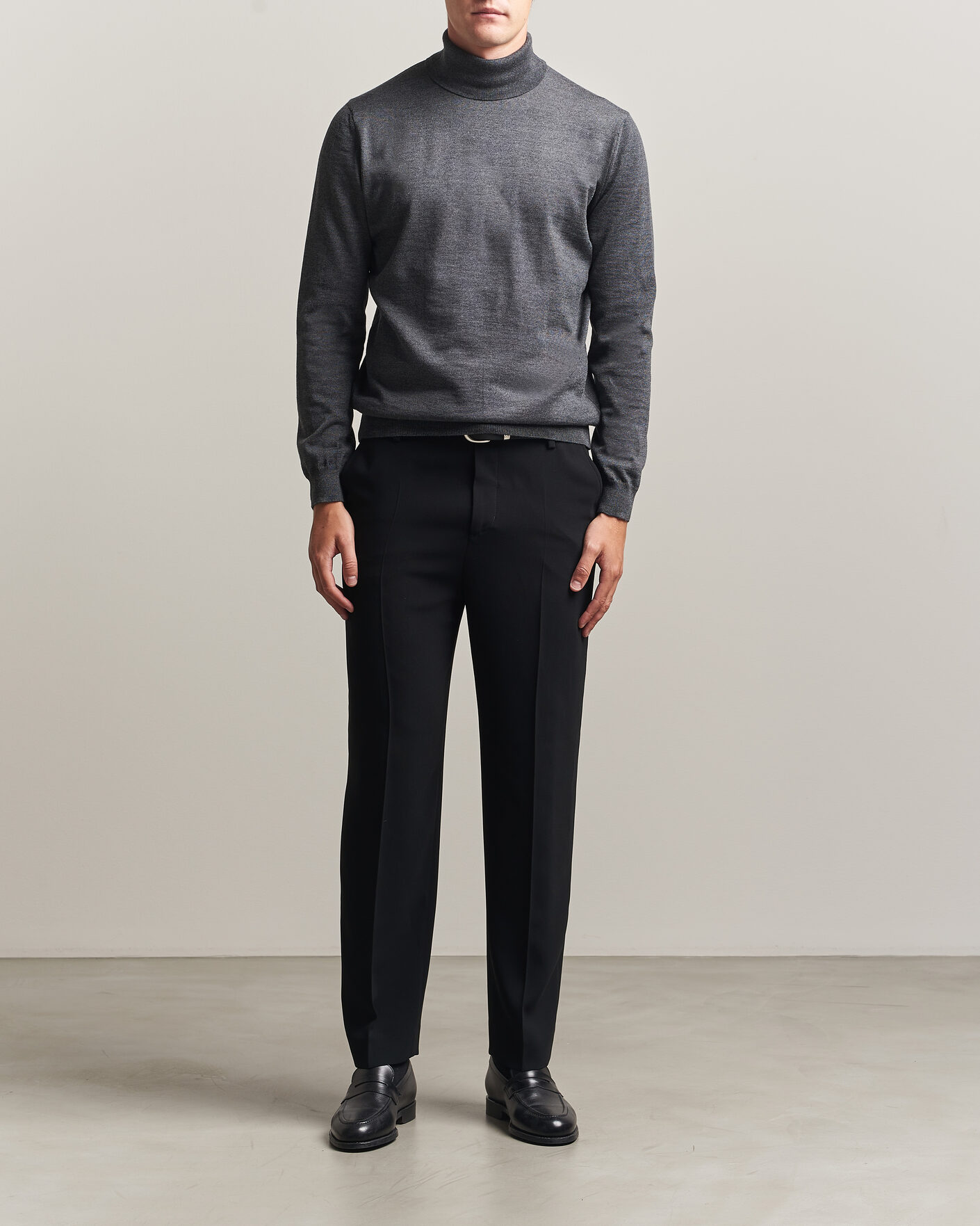 Herr | Tröjor | Stenströms | Merino Rollneck Dark Grey