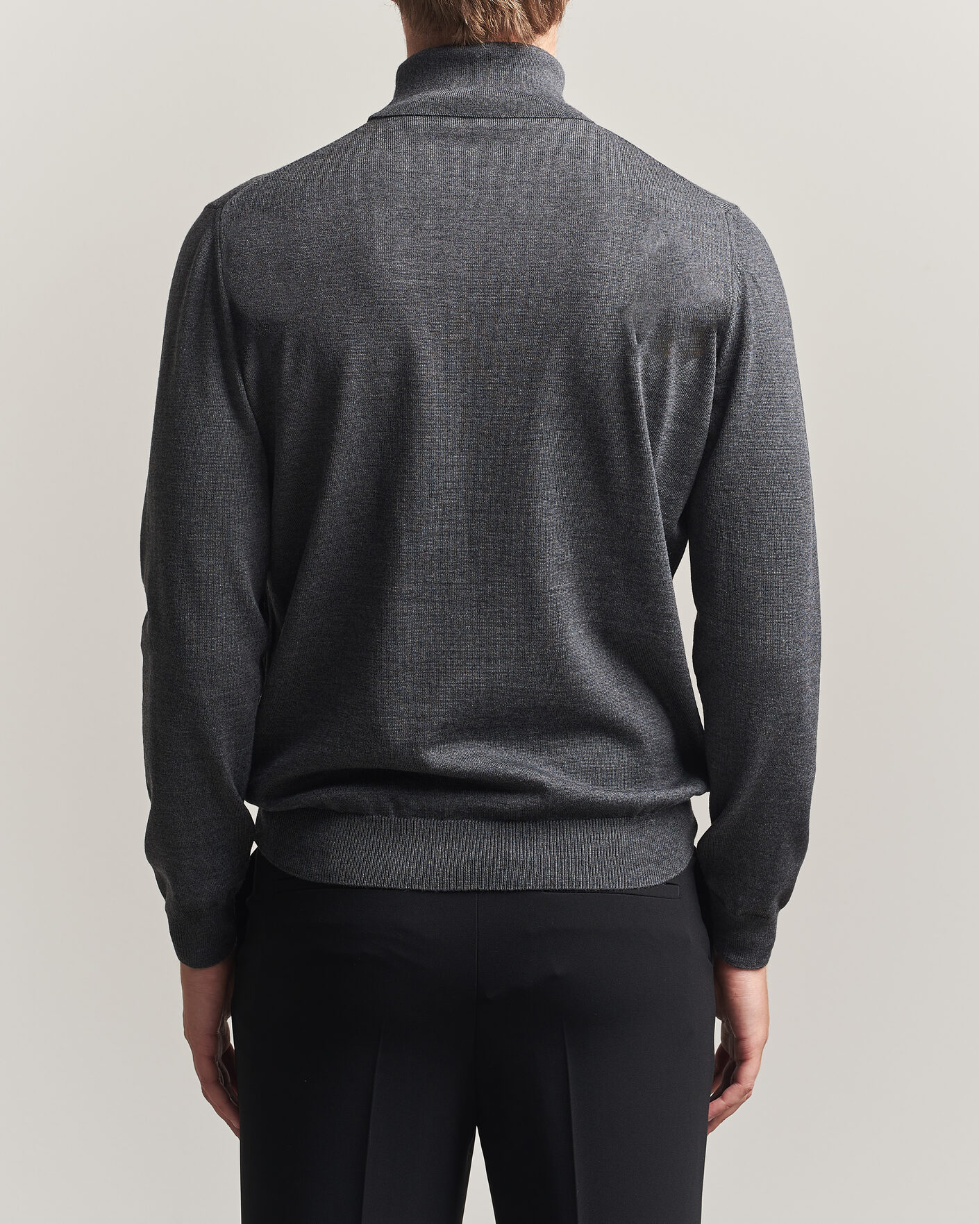 Herr | Tröjor | Stenströms | Merino Rollneck Dark Grey