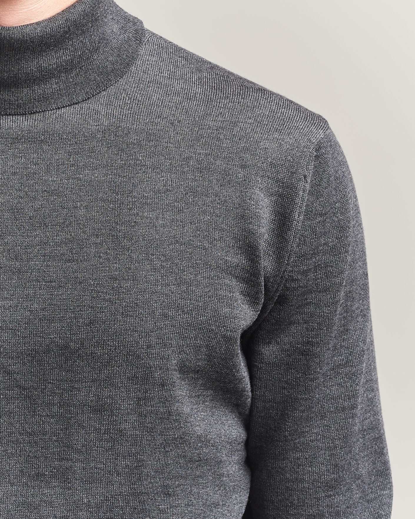 Herr | Tröjor | Stenströms | Merino Rollneck Dark Grey