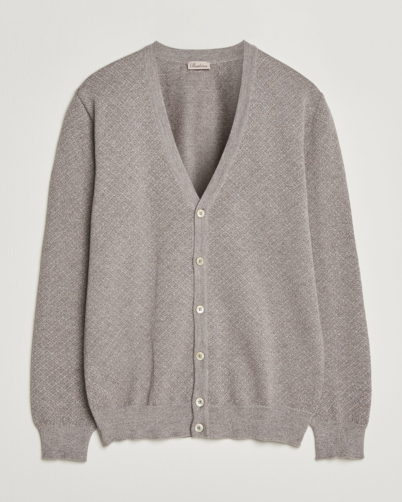 Herr | Tröjor | Stenströms | Merino Jaquard Cardigan Beige