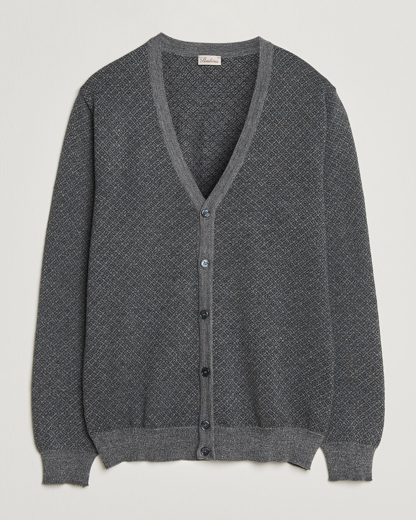 Herr | Tröjor | Stenströms | Merino Jaquard Cardigan Dark Grey
