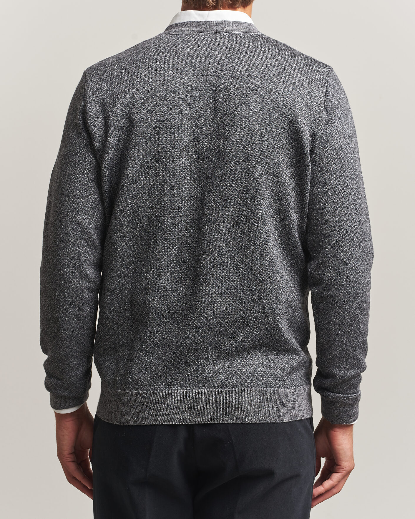 Herr | Tröjor | Stenströms | Merino Jaquard Cardigan Dark Grey