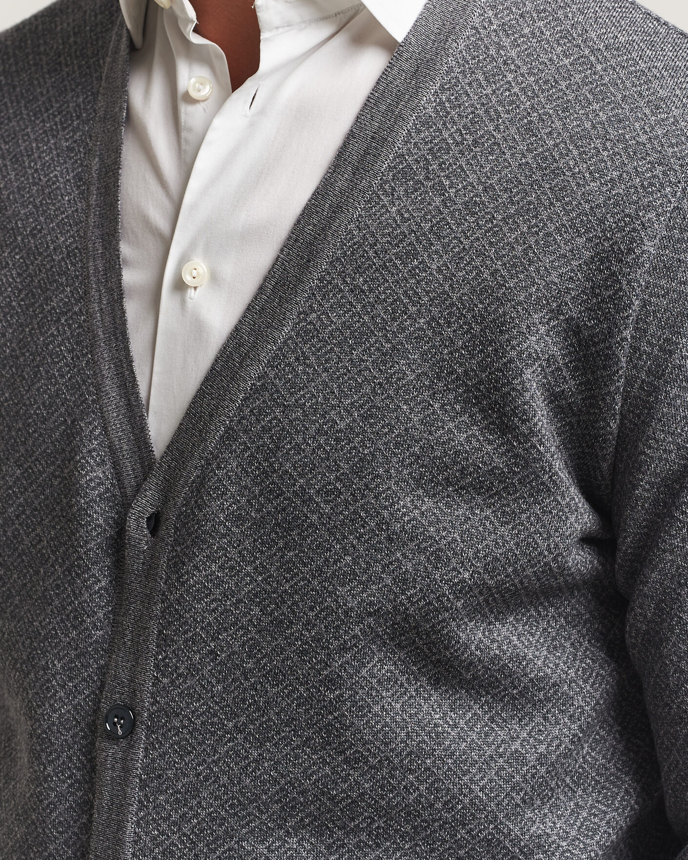 Herr | Tröjor | Stenströms | Merino Jaquard Cardigan Dark Grey