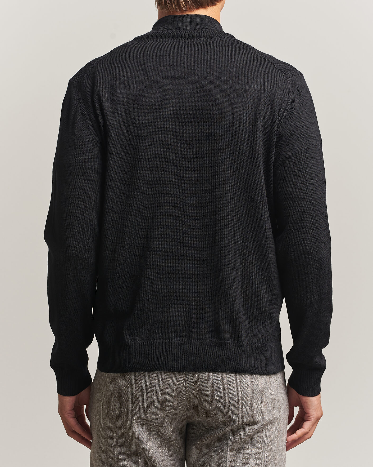 Herr | Tröjor | Stenströms | Merino Herringbone Full Zip Black
