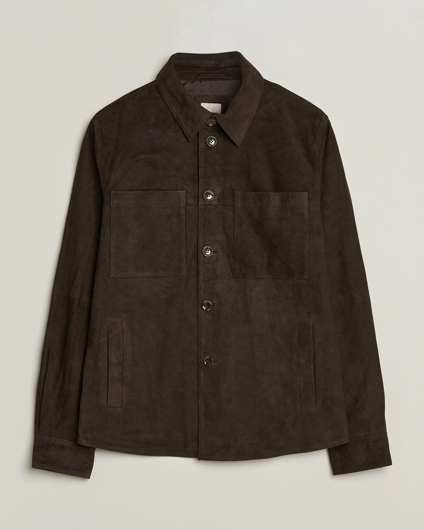 Herr | Skjortor | Stenströms | Goat Suede Overshirt Dark Brown