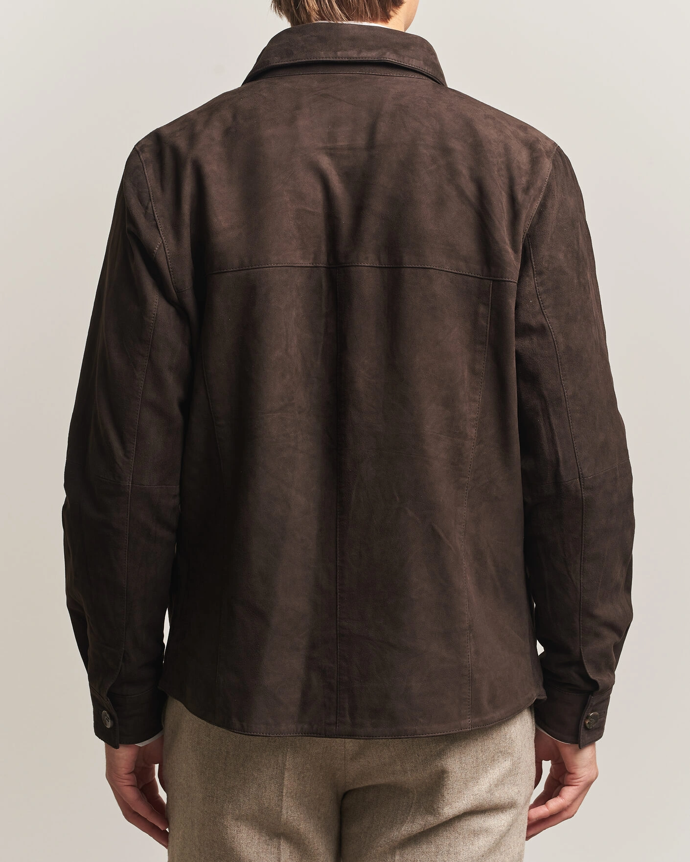 Herr | Skjortor | Stenströms | Goat Suede Overshirt Dark Brown