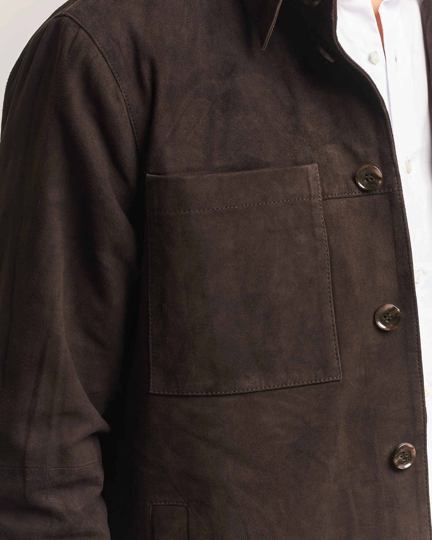 Herr | Skjortor | Stenströms | Goat Suede Overshirt Dark Brown
