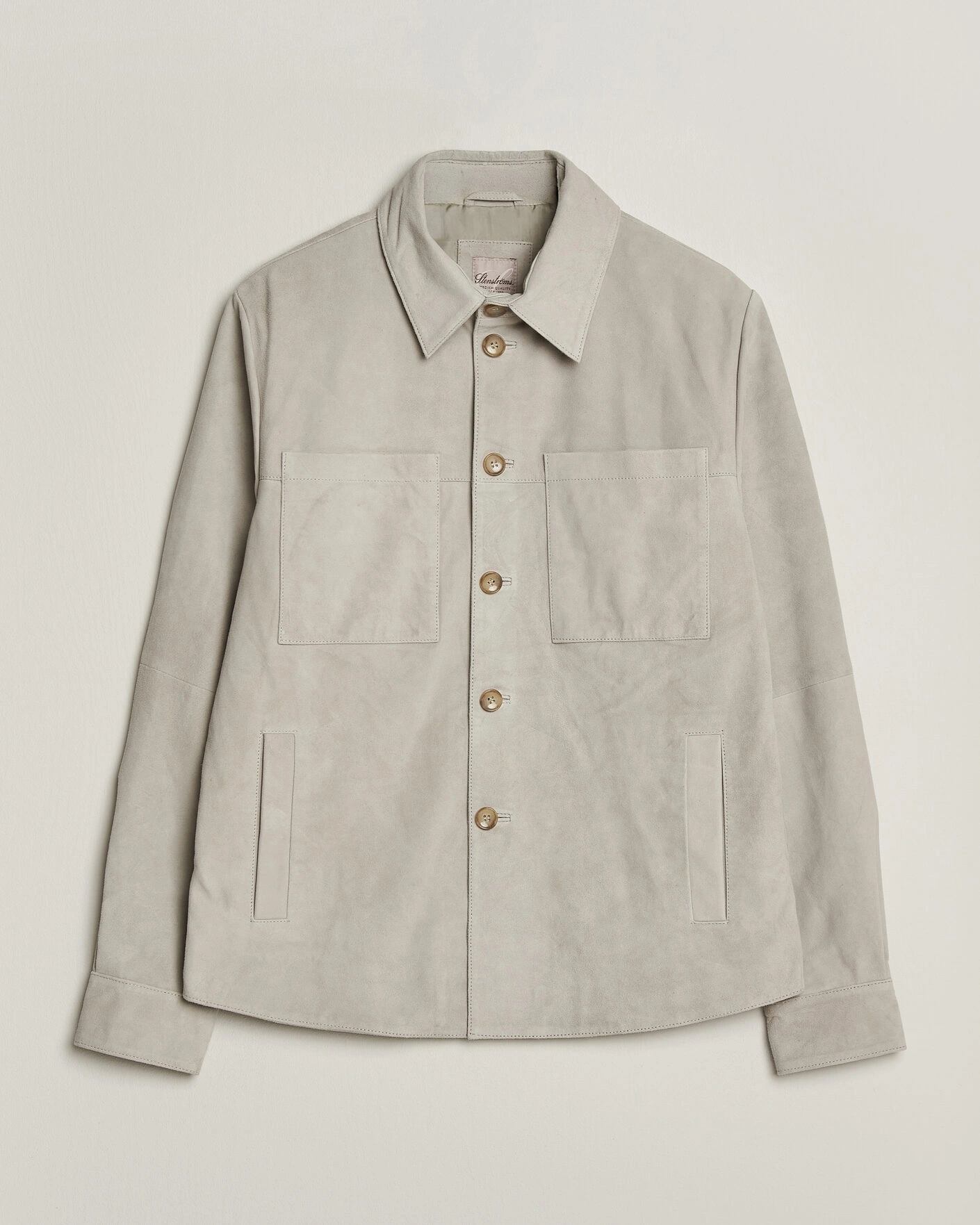 Herr | Skjortor | Stenströms | Goat Suede Overshirt Light Grey