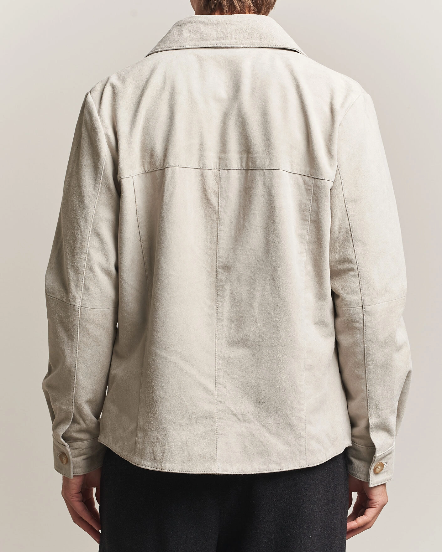 Herr | Skjortor | Stenströms | Goat Suede Overshirt Light Grey