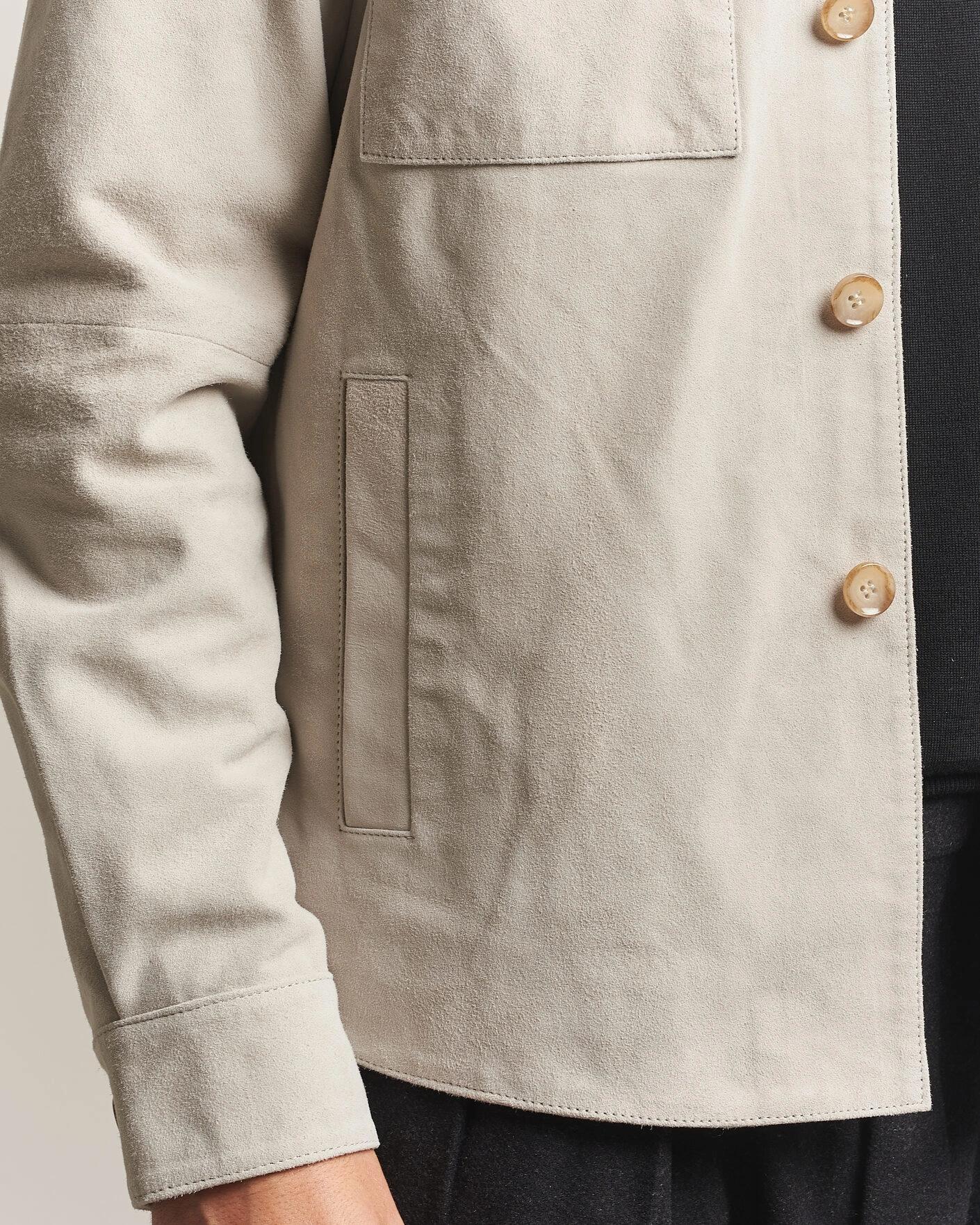 Herr | Skjortor | Stenströms | Goat Suede Overshirt Light Grey