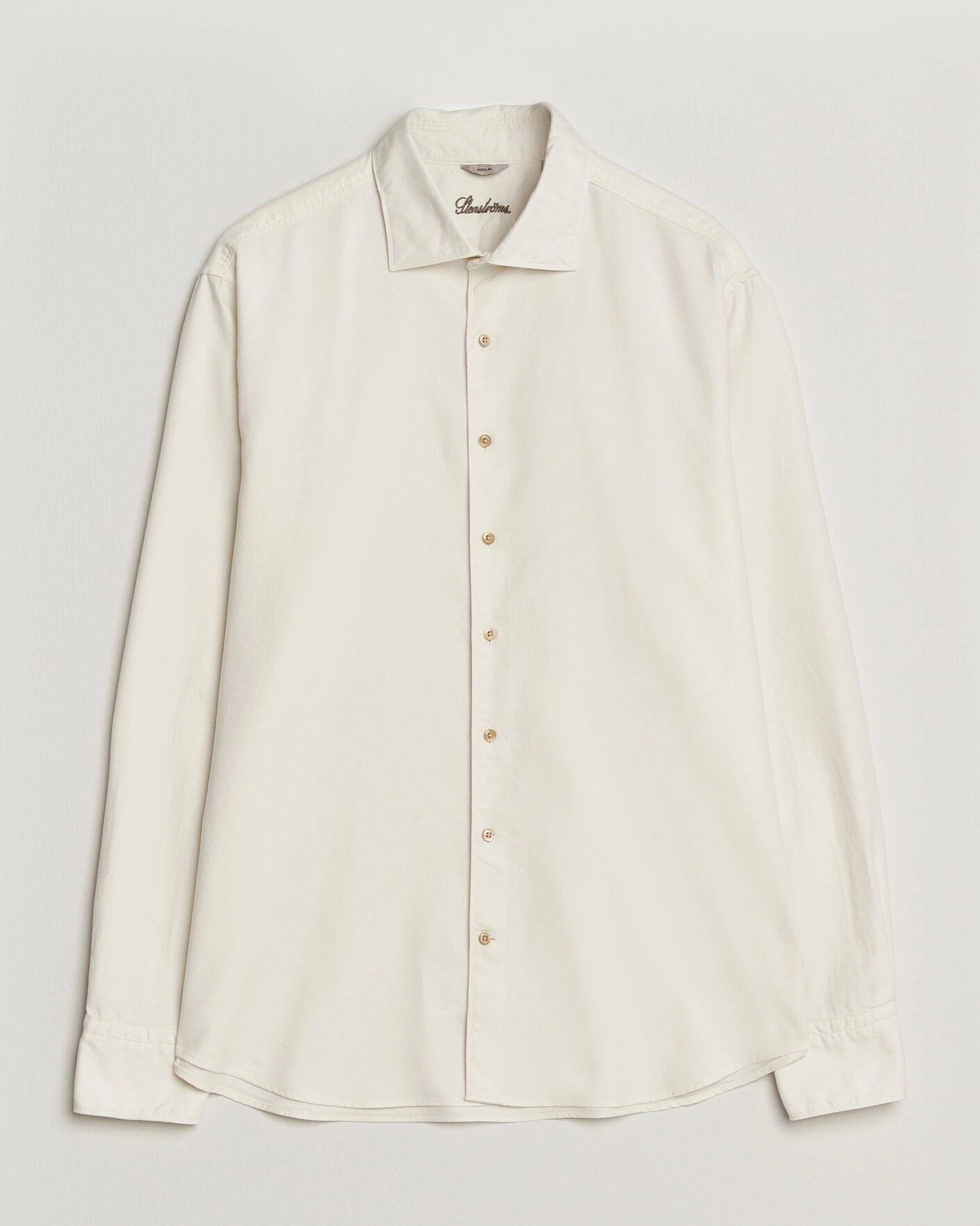 Herr | Skjortor | Stenströms | Regular Fit Cut Away Flannel Shirt Off White