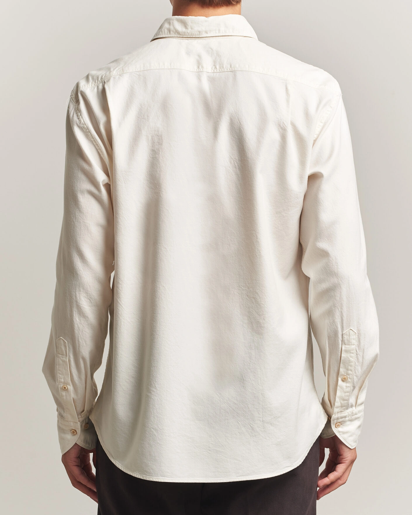 Herr | Skjortor | Stenströms | Regular Fit Cut Away Flannel Shirt Off White