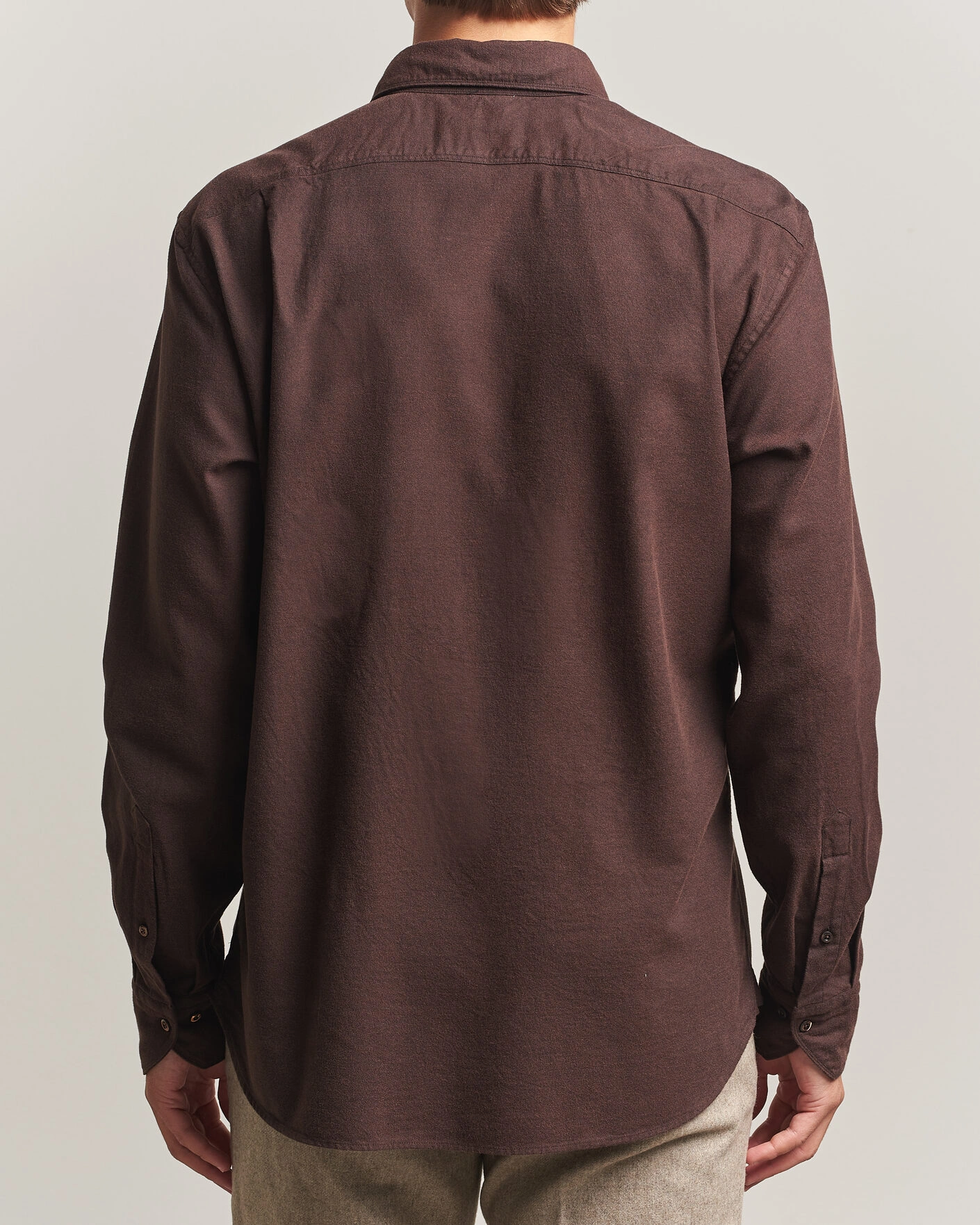 Herr | Skjortor | Stenströms | Regular Fit Cut Away Flannel Shirt Brown