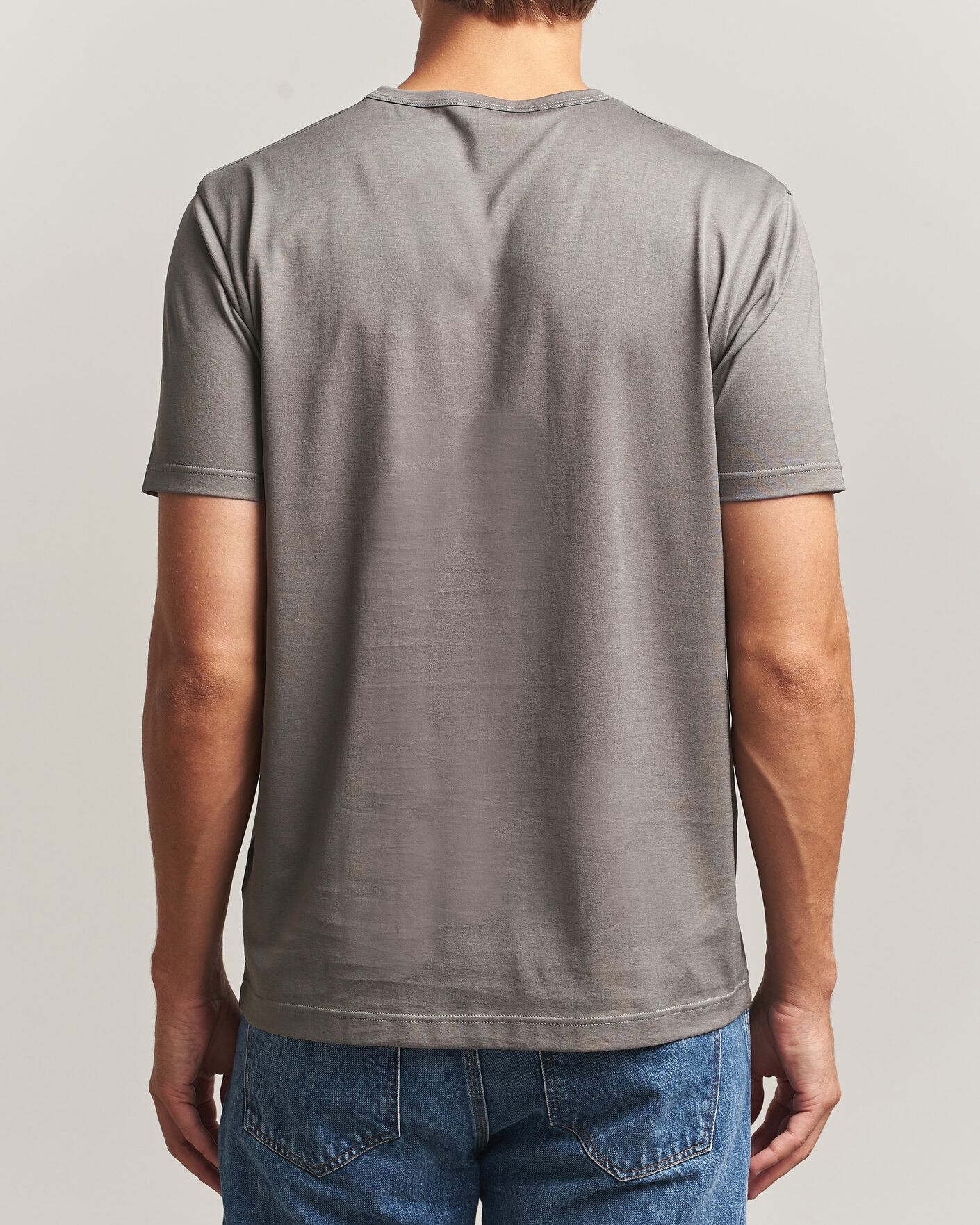 Herr | T-Shirts | Sunspel | Crew Neck Q82 Cotton T-Shirt Smoke Grey