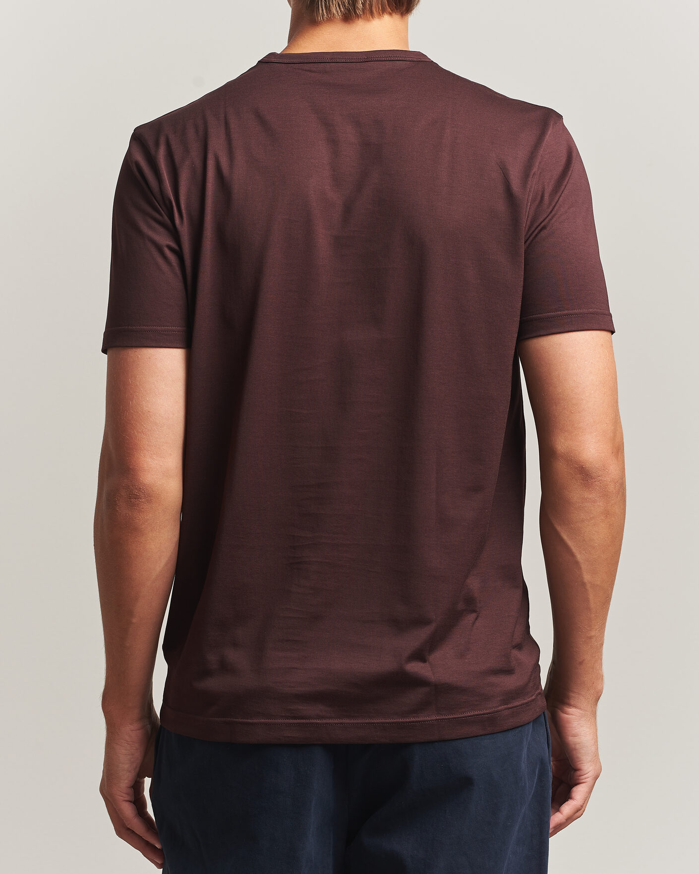 Herr | T-Shirts | Sunspel | Crew Neck Q82 Cotton T-Shirt Dark Brown