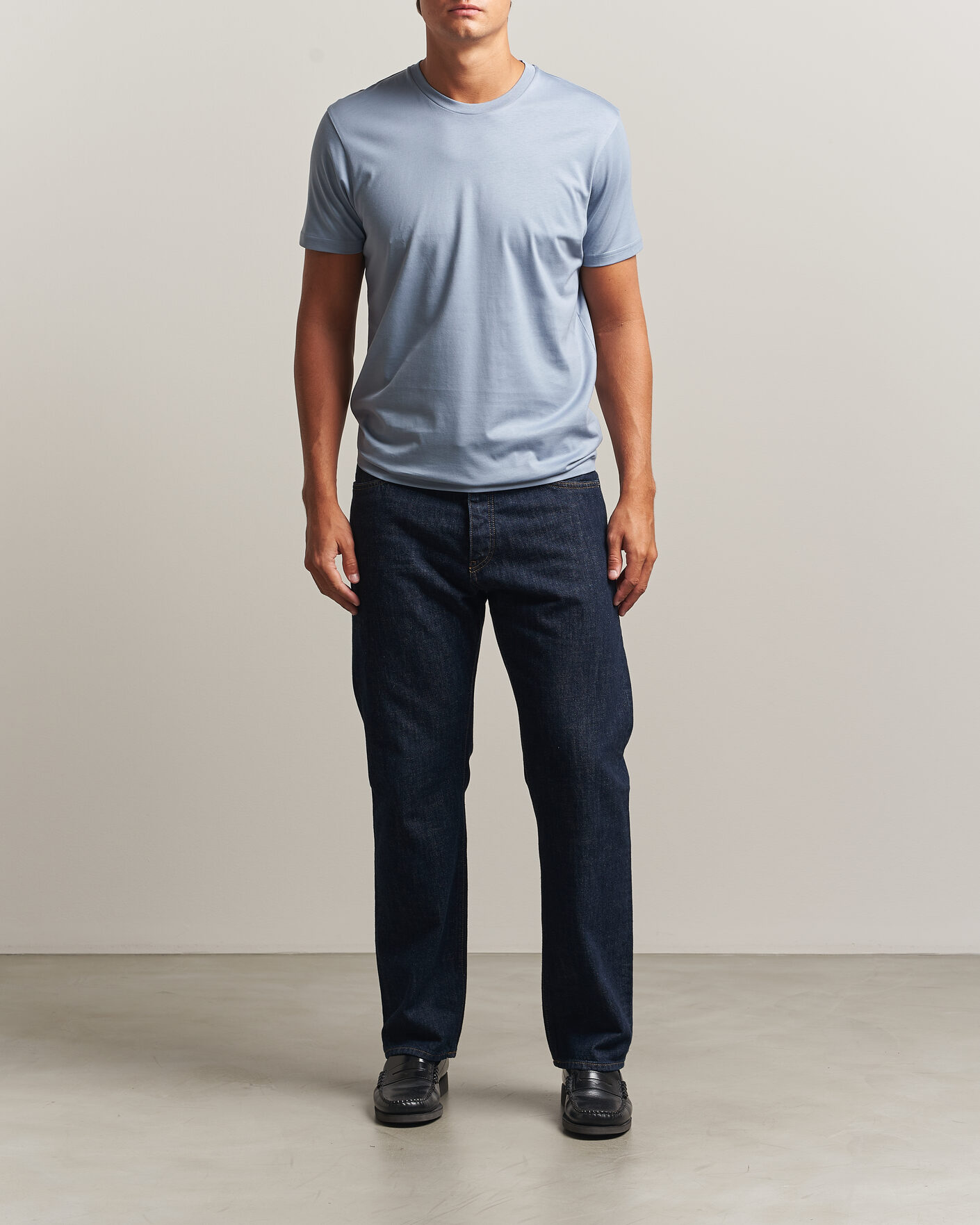 Herr | T-Shirts | Sunspel | Riviera Midweight T-Shirt Powder Blue