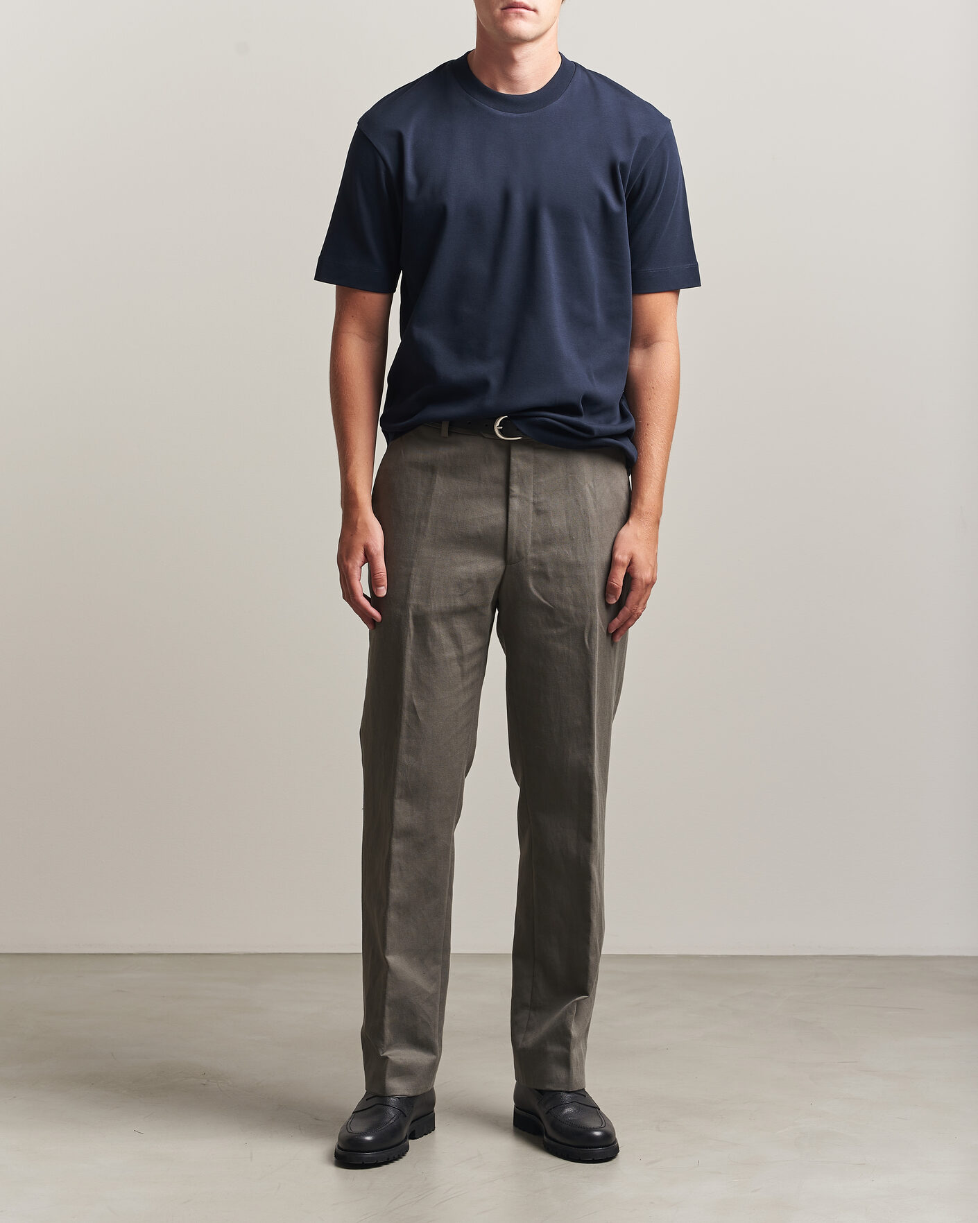 Herr | T-Shirts | Sunspel | Heavy Weight Supima Cotton T-Shirt Midnight Navy