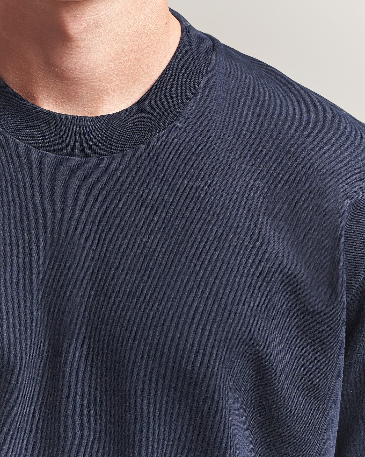 Herr | T-Shirts | Sunspel | Heavy Weight Supima Cotton T-Shirt Midnight Navy