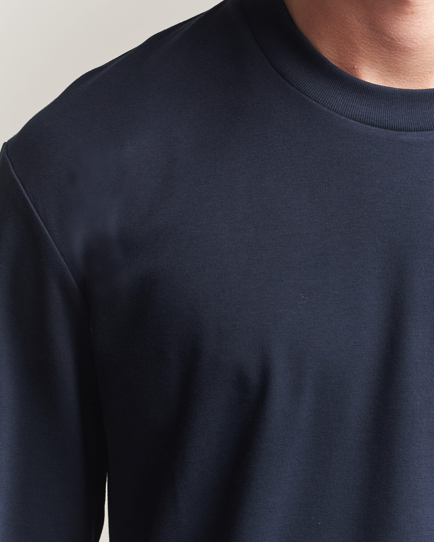 Herr | T-Shirts | Sunspel | Heavy Weight Supima Cotton Long Sleeve T-Shirt Navy