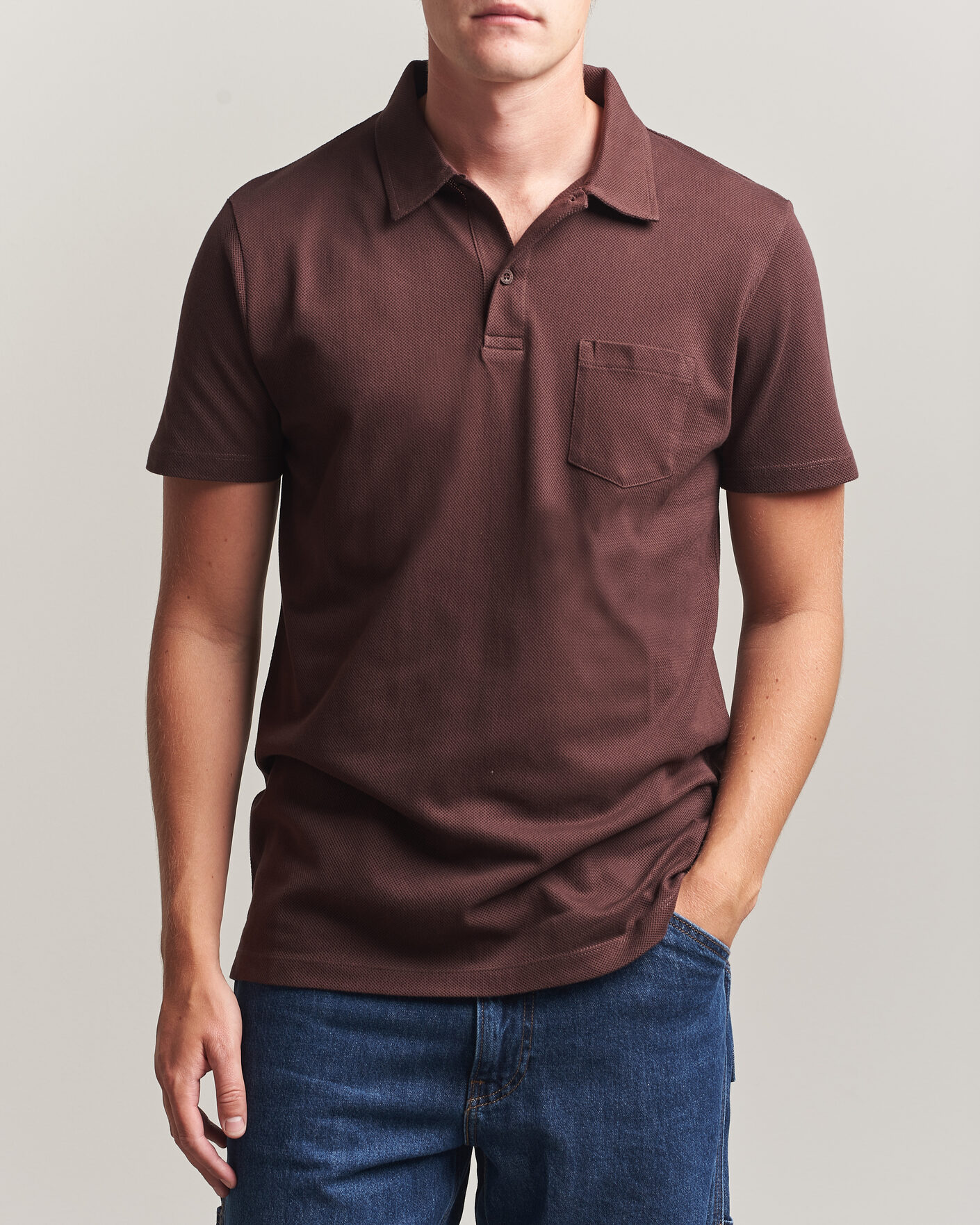 Herr | Pikéer | Sunspel | Riviera Polo Shirt Dark Brown