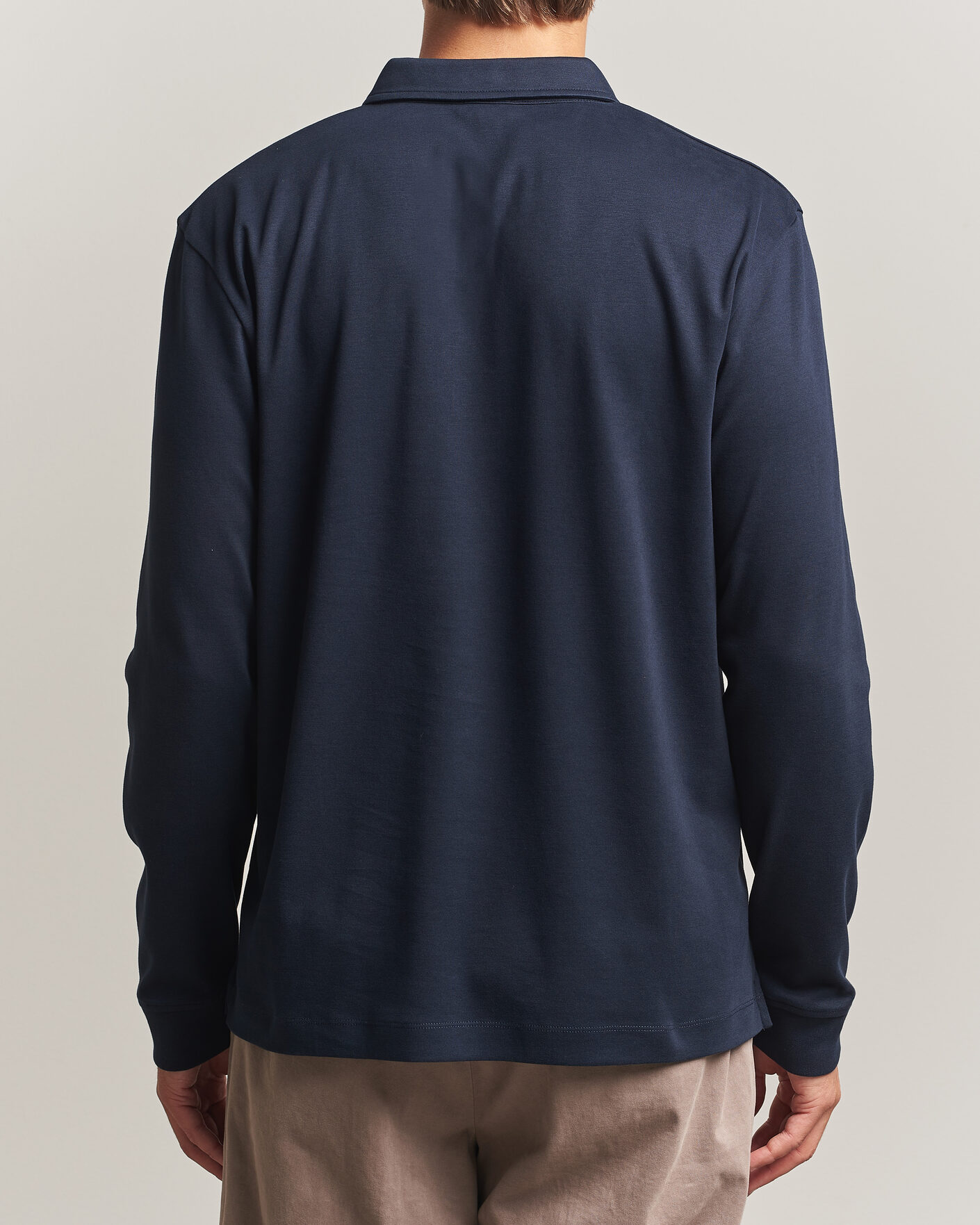 Herr | Tröjor | Sunspel | Heavy Weight Supima Cotton Long Sleeve Polo Navy