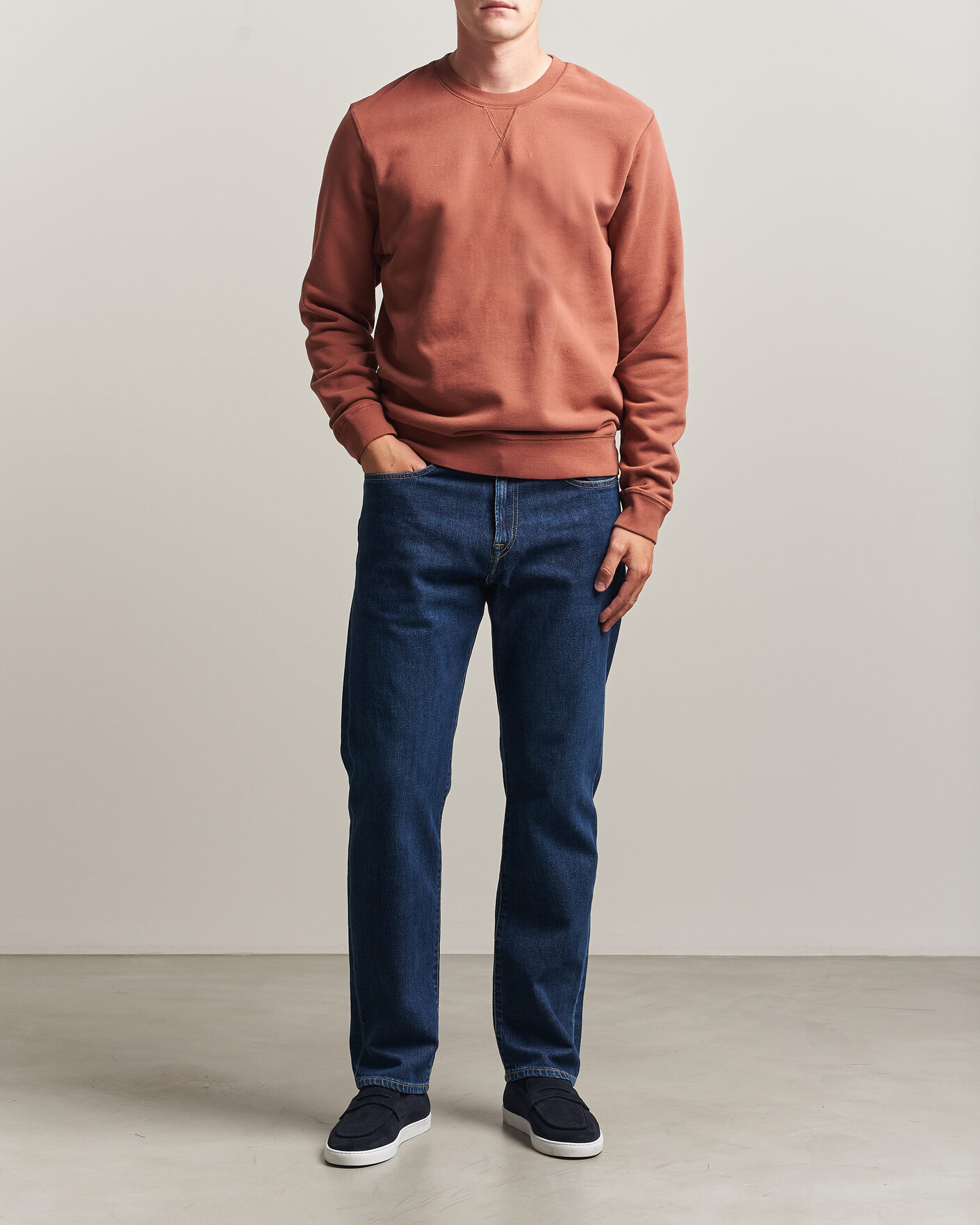 Herr | Tröjor | Sunspel | Loopback Sweatshirt Dark Tabacco