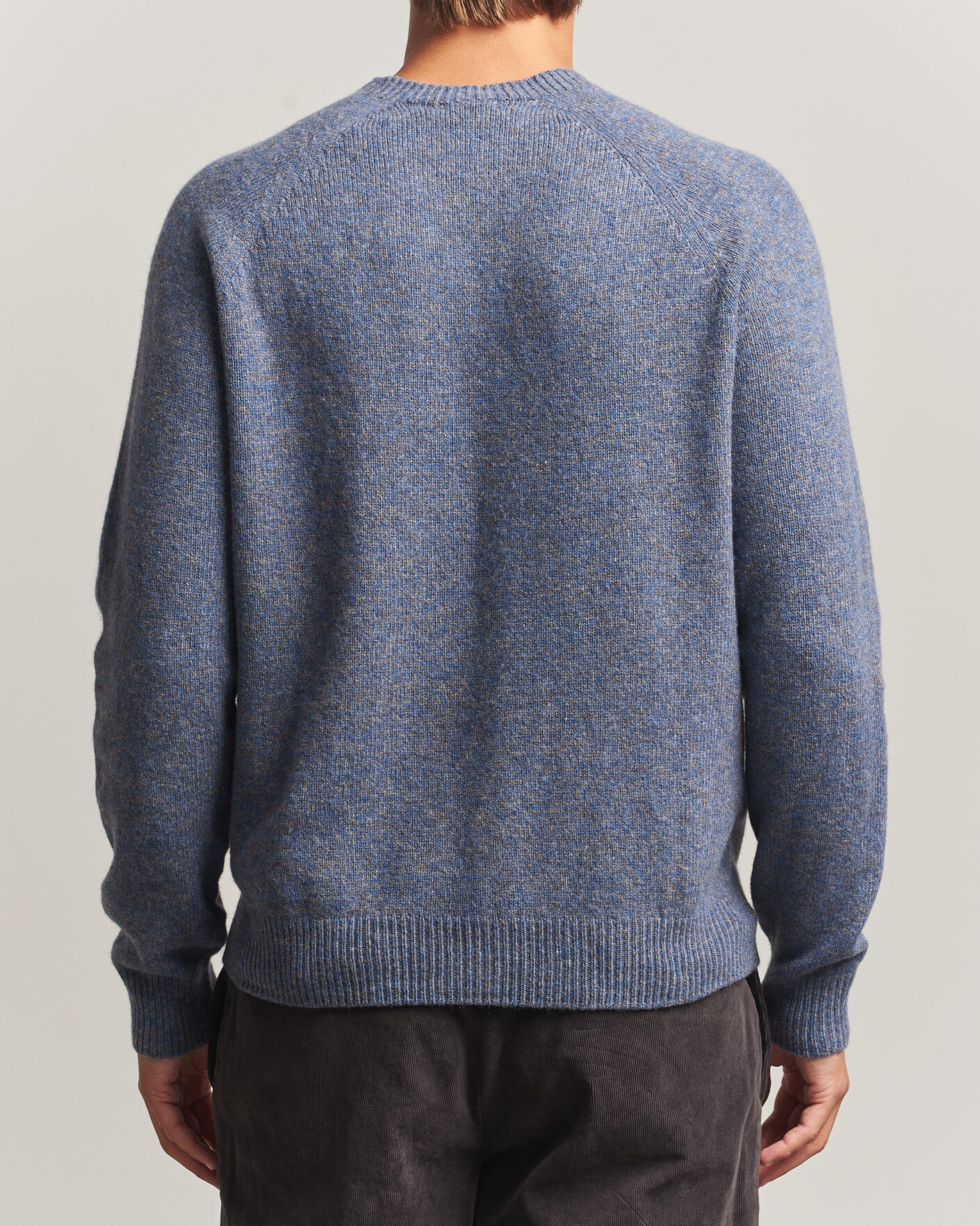 Herr | Tröjor | Sunspel | Lambswool Crew Neck Denim Twist