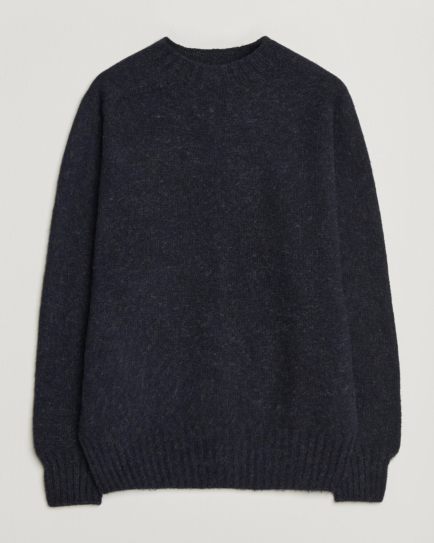 Herr | Tröjor | Sunspel | Brushed Shetland Crew Neck Dark Navy