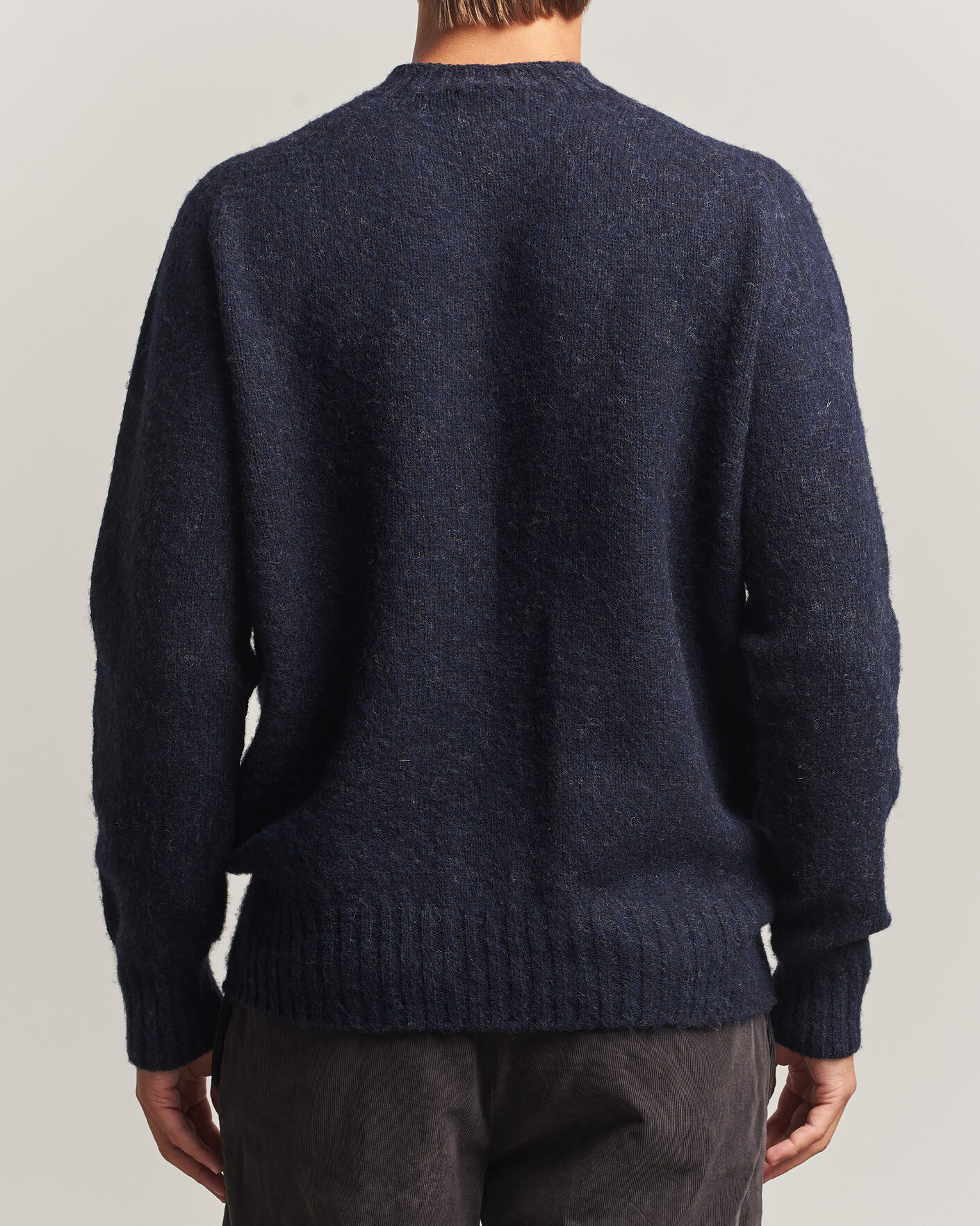 Herr | Tröjor | Sunspel | Brushed Shetland Crew Neck Dark Navy