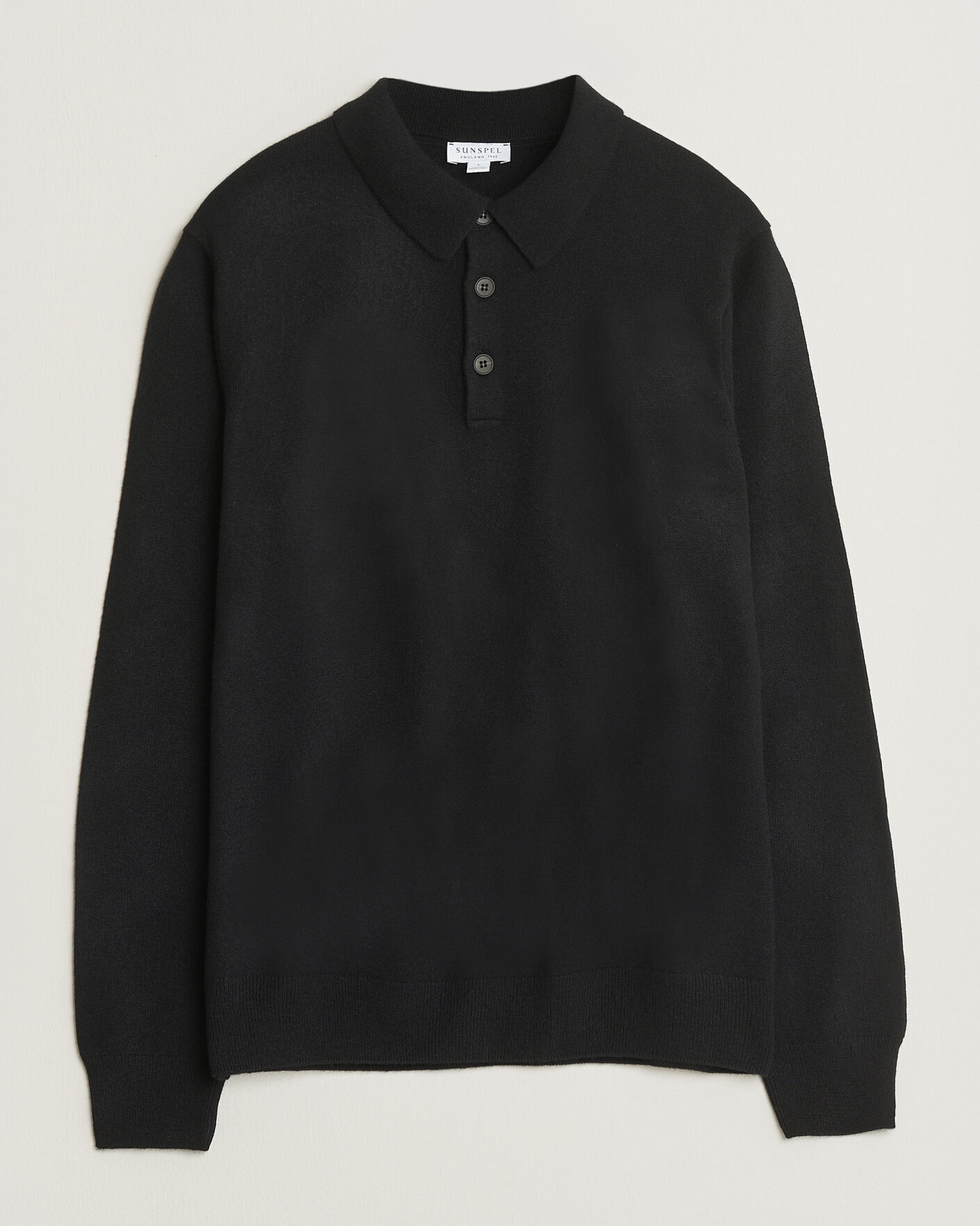 Herr | Tröjor | Sunspel | Cashmere Polo Black