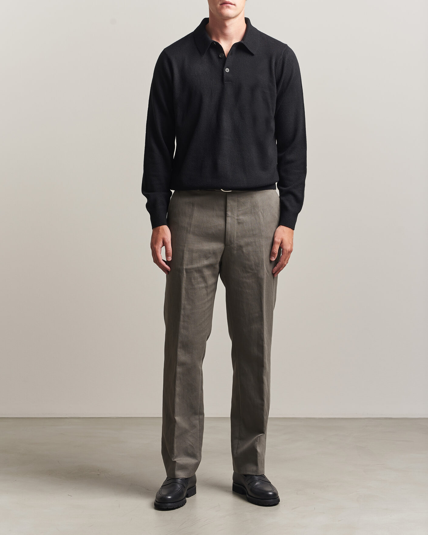 Herr | Tröjor | Sunspel | Cashmere Polo Black