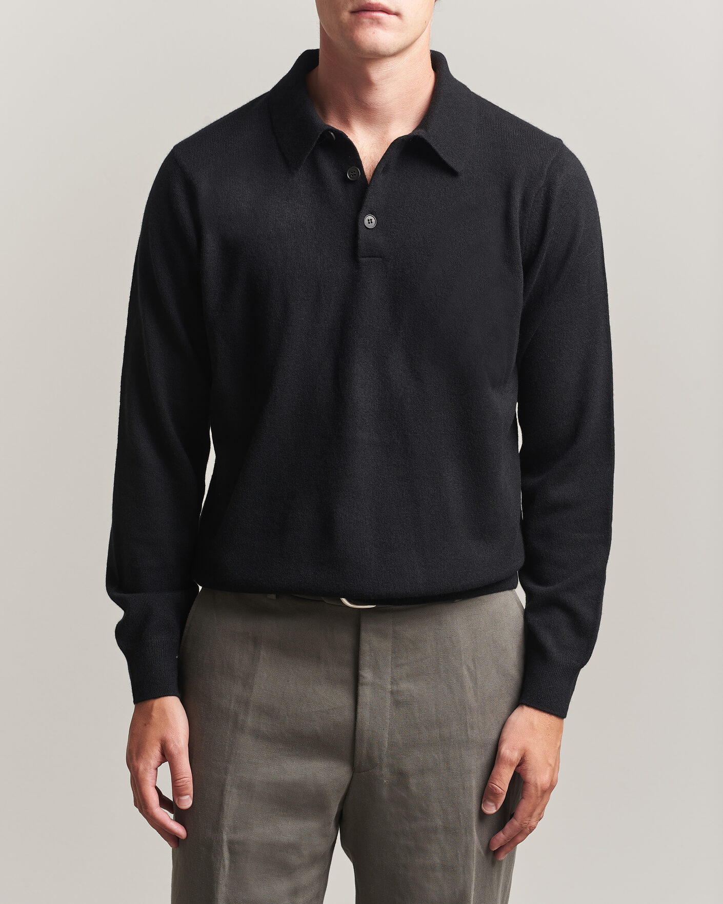 Herr | Tröjor | Sunspel | Cashmere Polo Black
