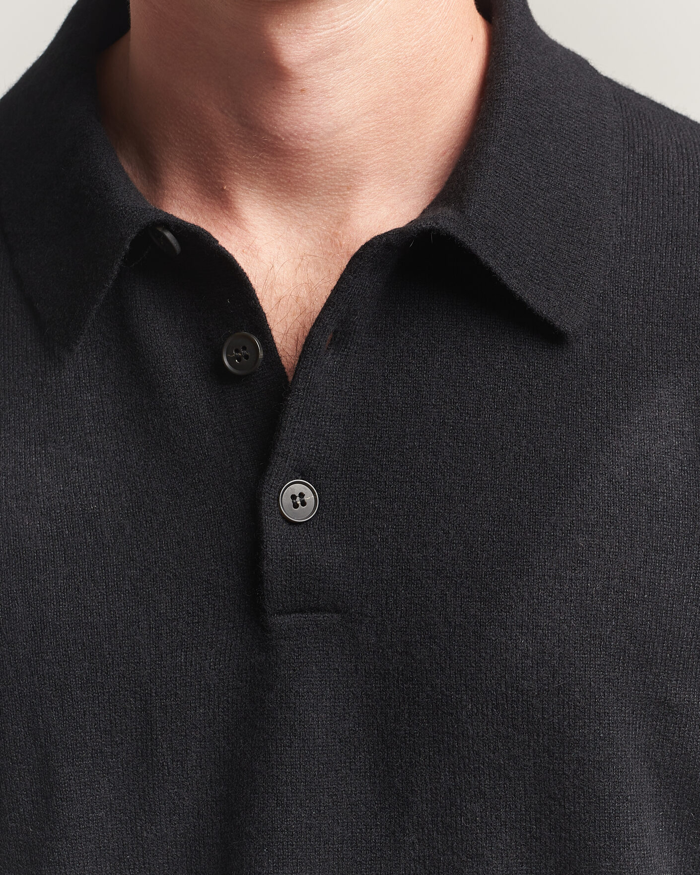 Herr | Tröjor | Sunspel | Cashmere Polo Black