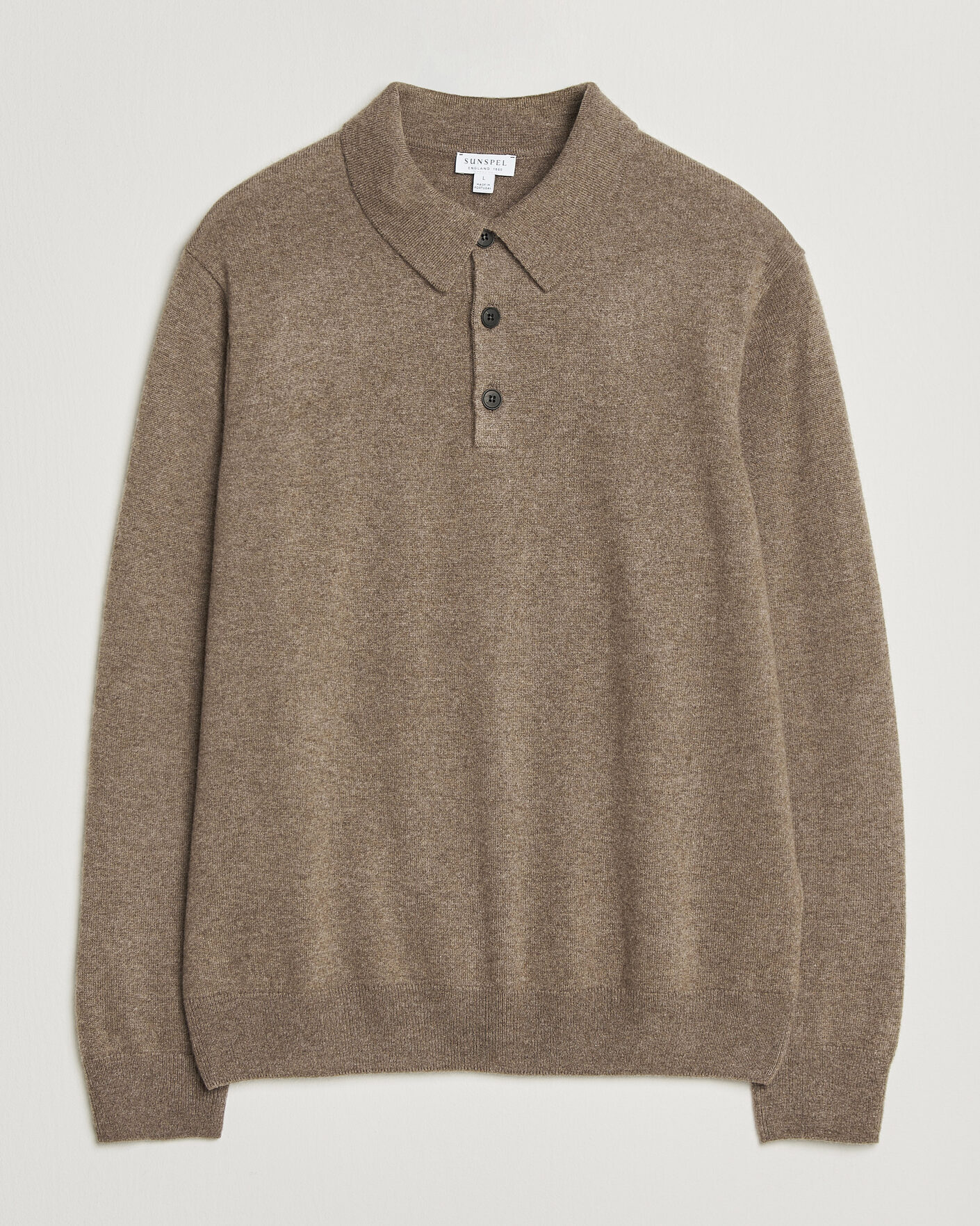 Herr | Tröjor | Sunspel | Cashmere Polo Taupe