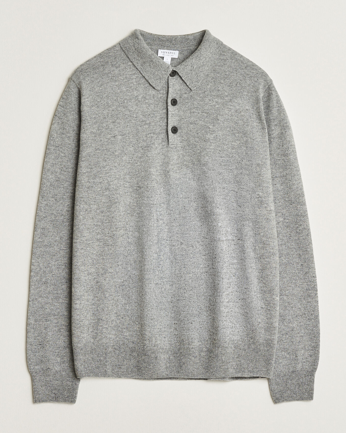 Herr | Tröjor | Sunspel | Cashmere Polo Grey Melange