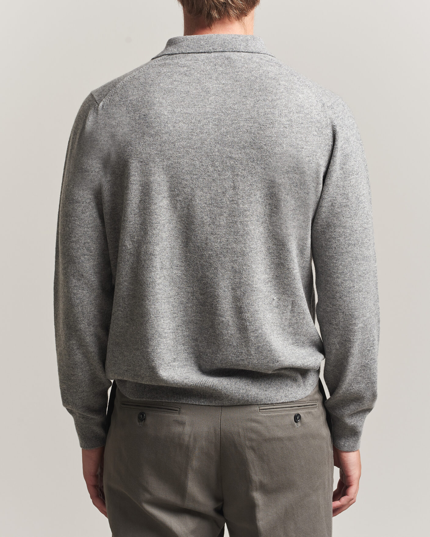 Herr | Tröjor | Sunspel | Cashmere Polo Grey Melange