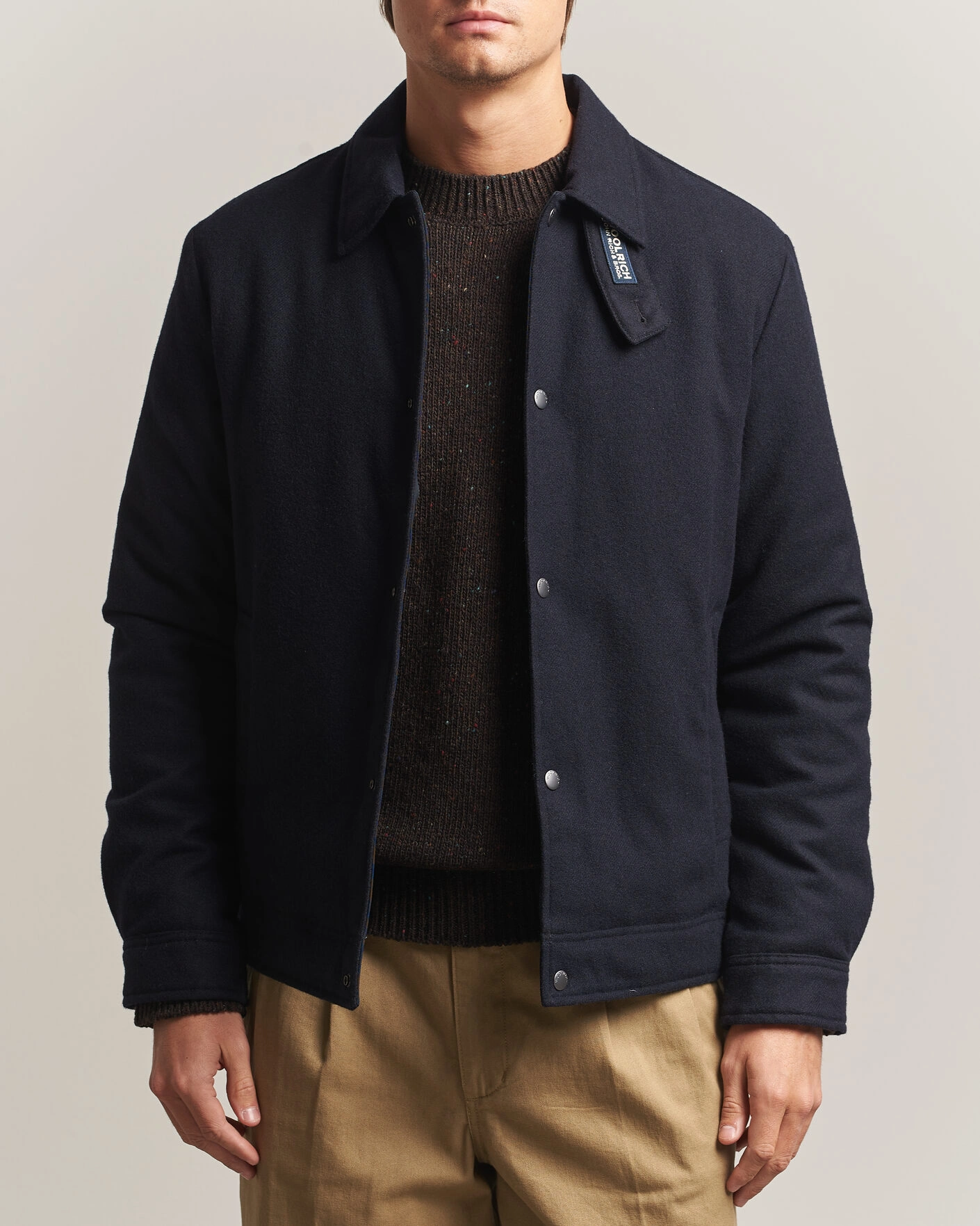 Herr | Jackor | Woolrich | Wool Light Padded Keating Shirt Jacket Melton Blue