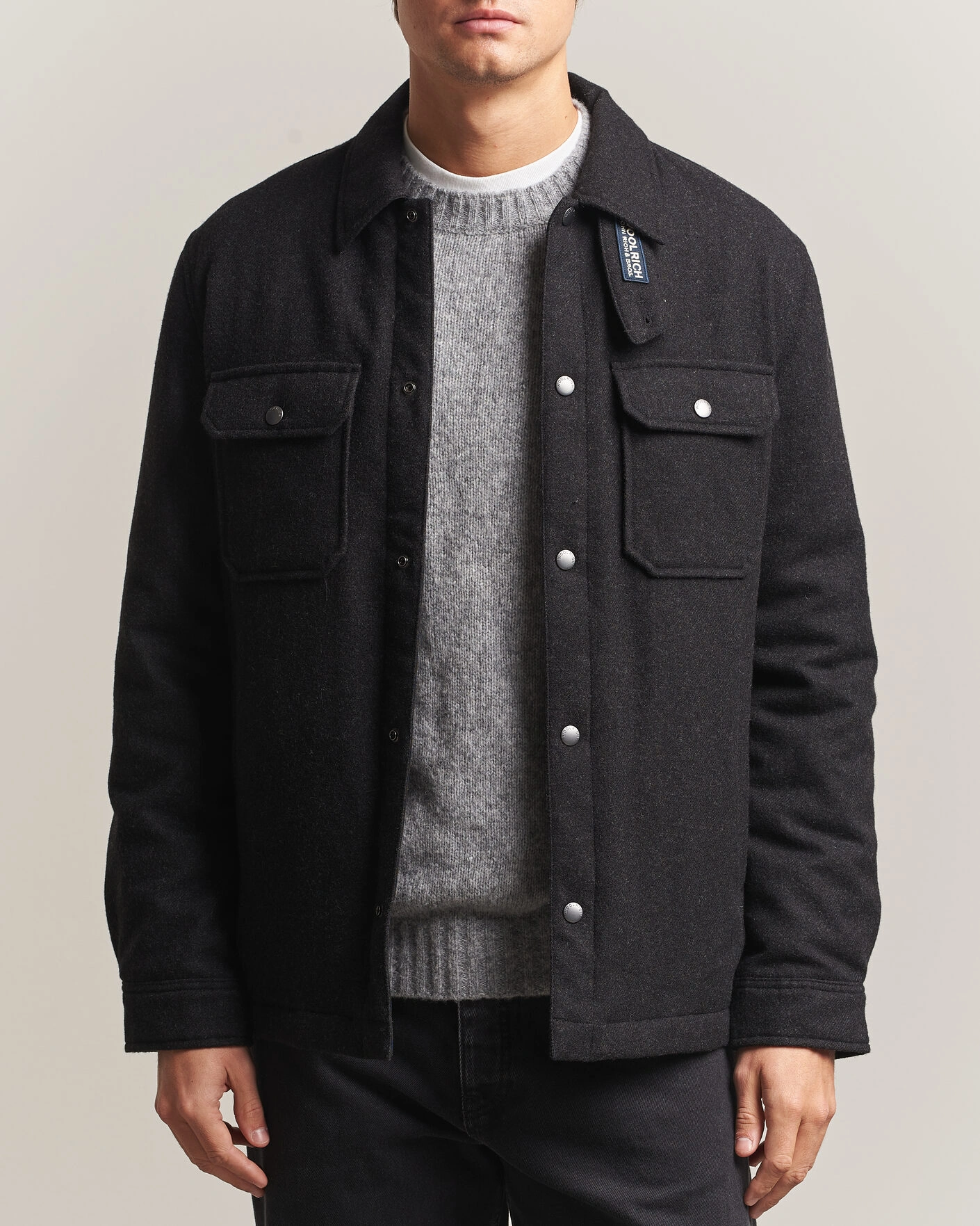 Herr | Jackor | Woolrich | Alaskan Wool Light Padded Shirt Jacket Faded Black
