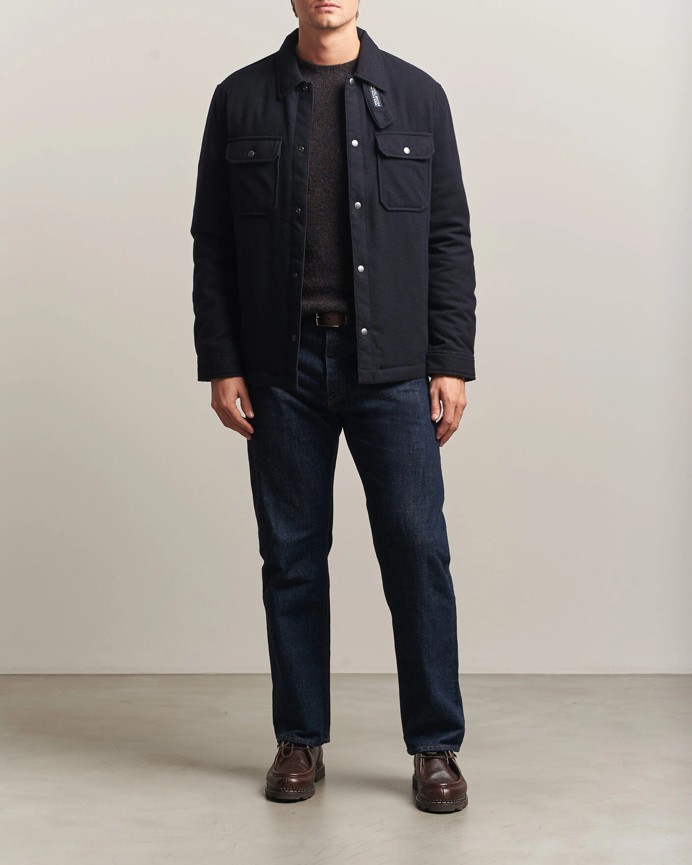 Herr | Jackor | Woolrich | Alaskan Wool Light Padded Shirt Jacket Melton Blue