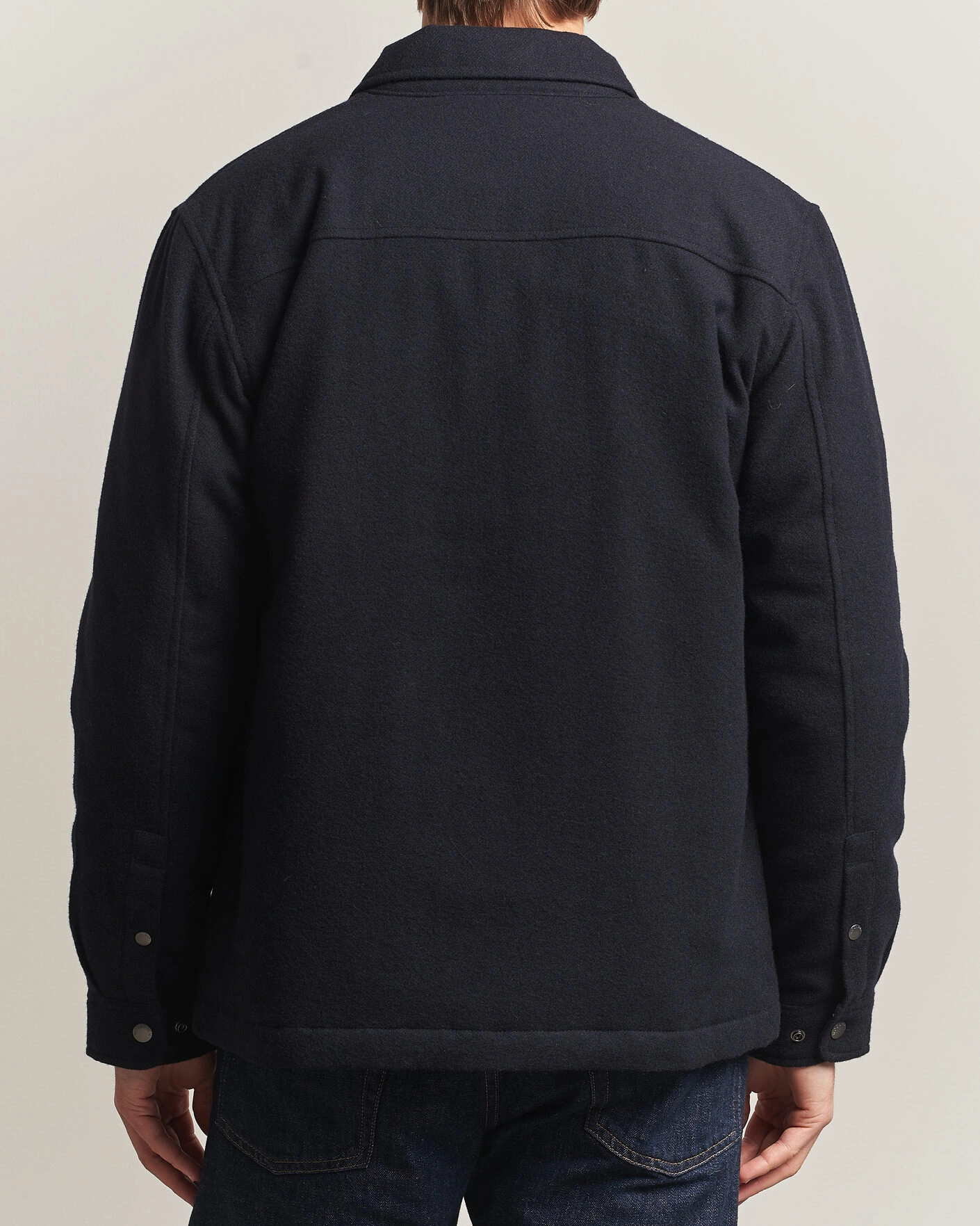 Herr | Jackor | Woolrich | Alaskan Wool Light Padded Shirt Jacket Melton Blue