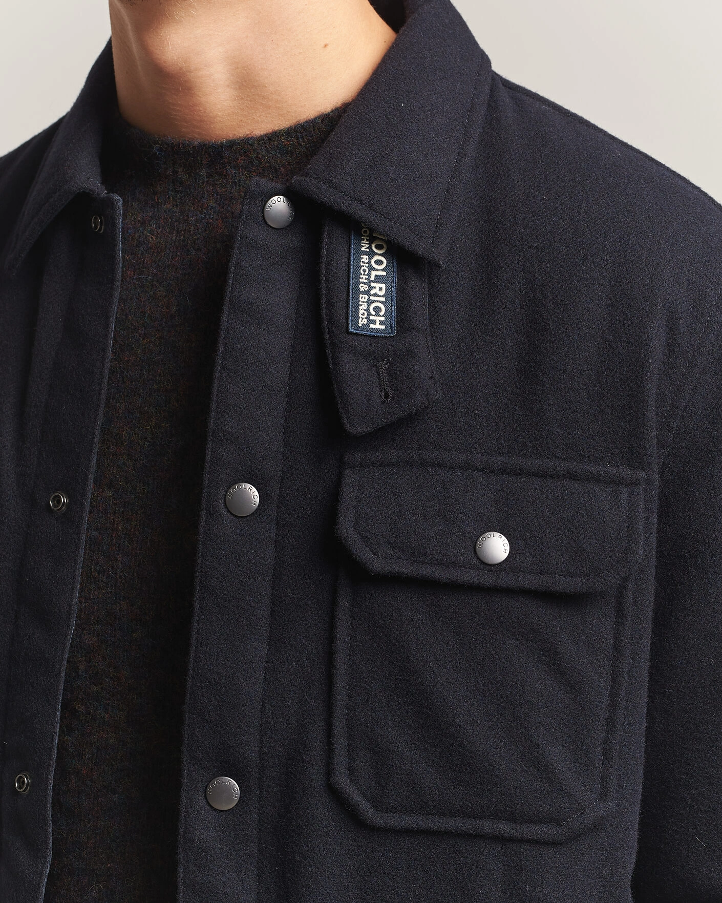 Herr | Jackor | Woolrich | Alaskan Wool Light Padded Shirt Jacket Melton Blue