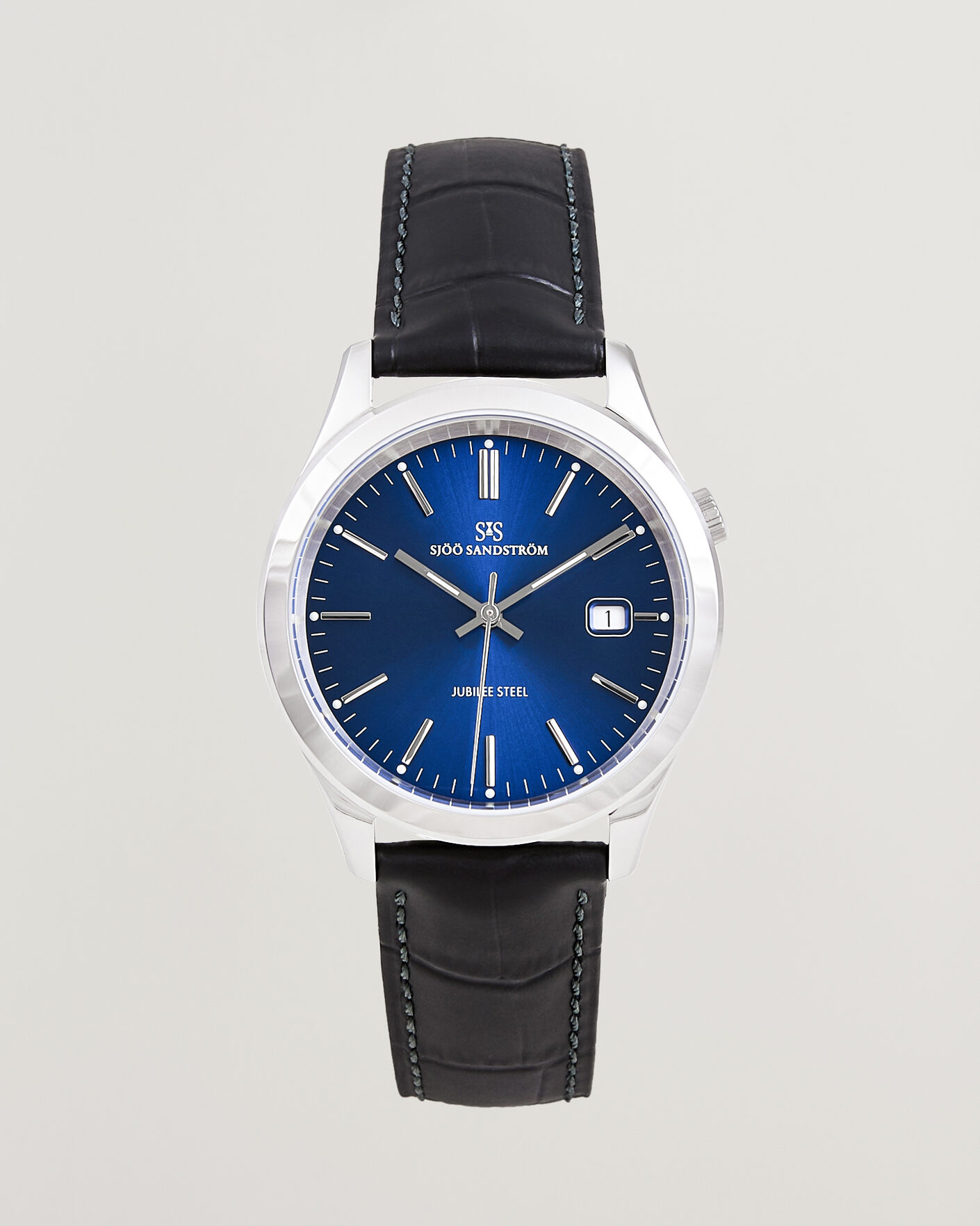 Herr | Sjöö Sandström Jubilee Steel Quartz 40mm Black Calf Blue Dial | Sjöö Sandström | Jubilee Steel Quartz 40mm Black Calf Blue Dial