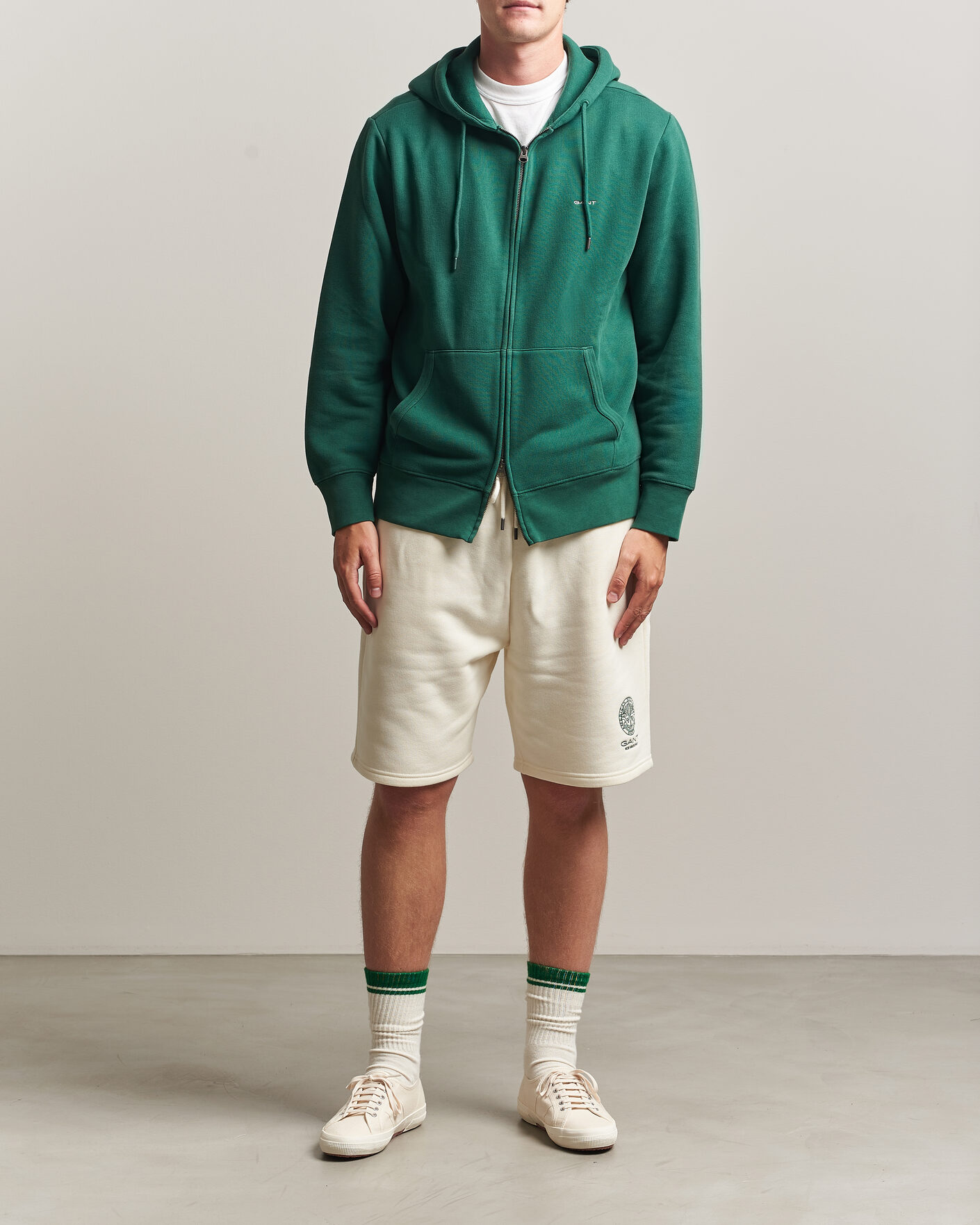 Herr | Tröjor | Gant | Tournament Full Zip Hoodie Green