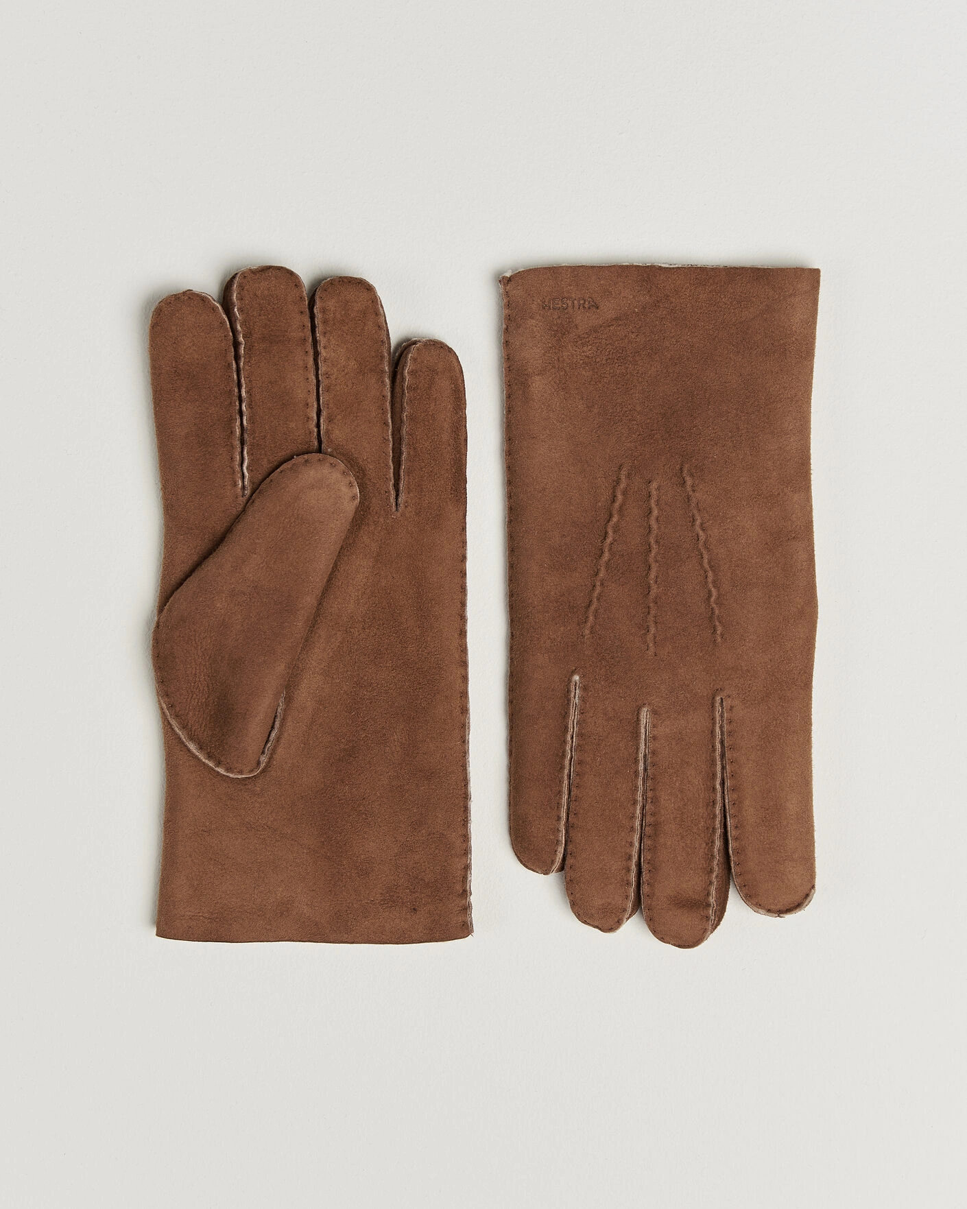 Herr | Handskar | Hestra | Bernard Lambskin Suede Glove Brown