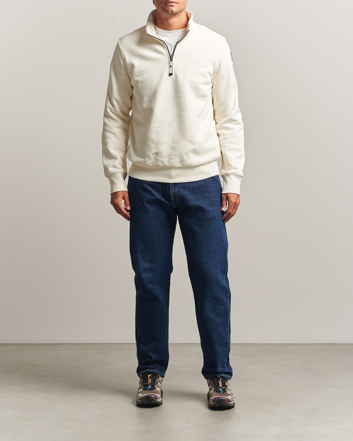 Herr | Tröjor | Parajumpers | Broad Peak Super Easy Half Zip Sweatshirt Warm Ivory
