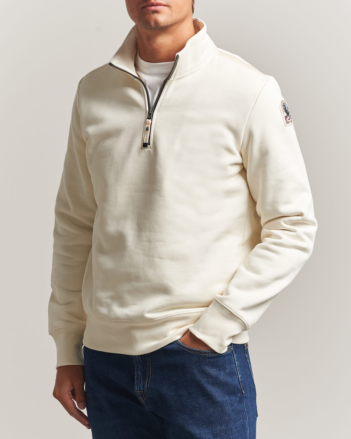 Herr | Tröjor | Parajumpers | Broad Peak Super Easy Half Zip Sweatshirt Warm Ivory