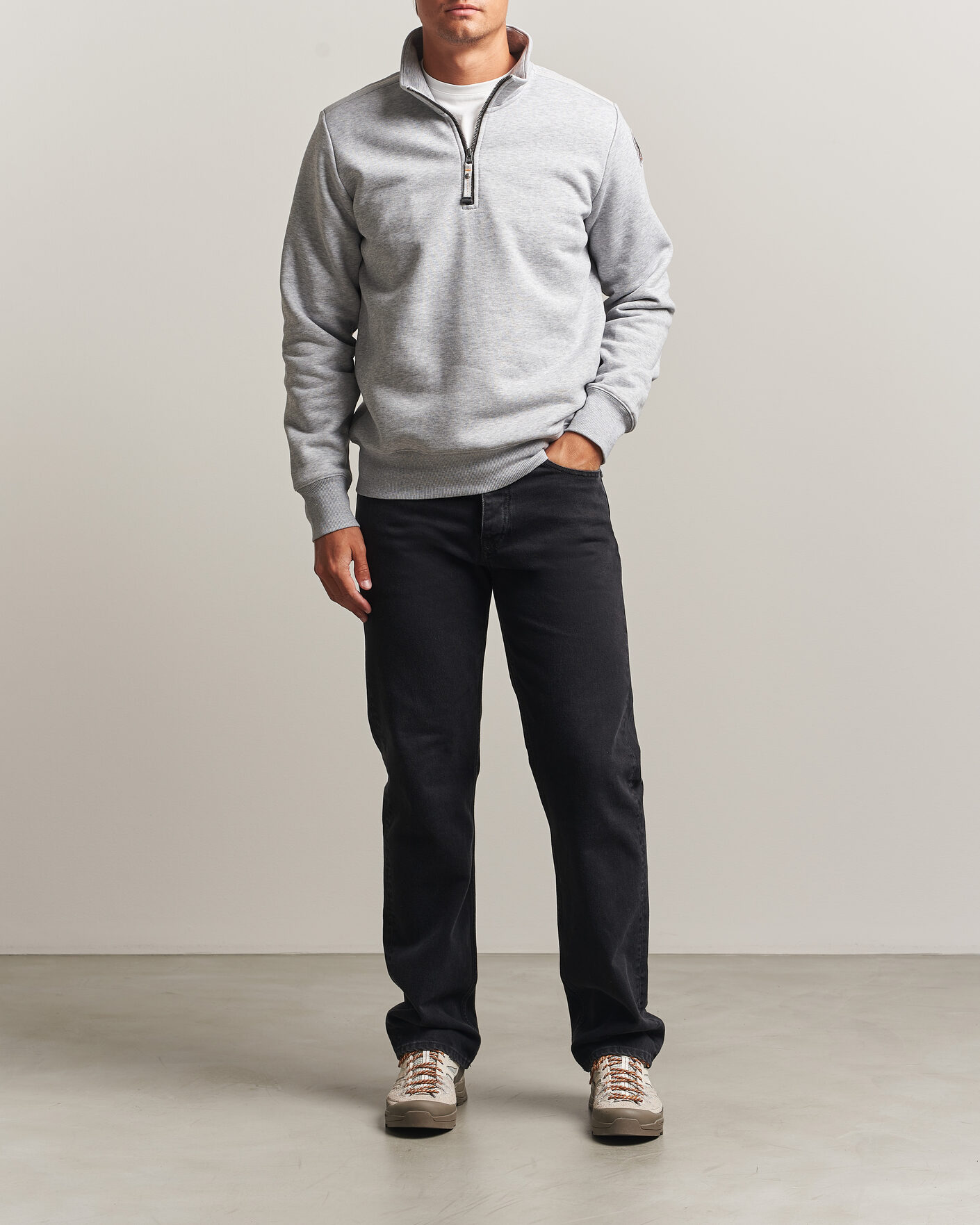Herr | Tröjor | Parajumpers | Broad Peak Super Easy Half Zip Sweatshirt Ash Grey Melange