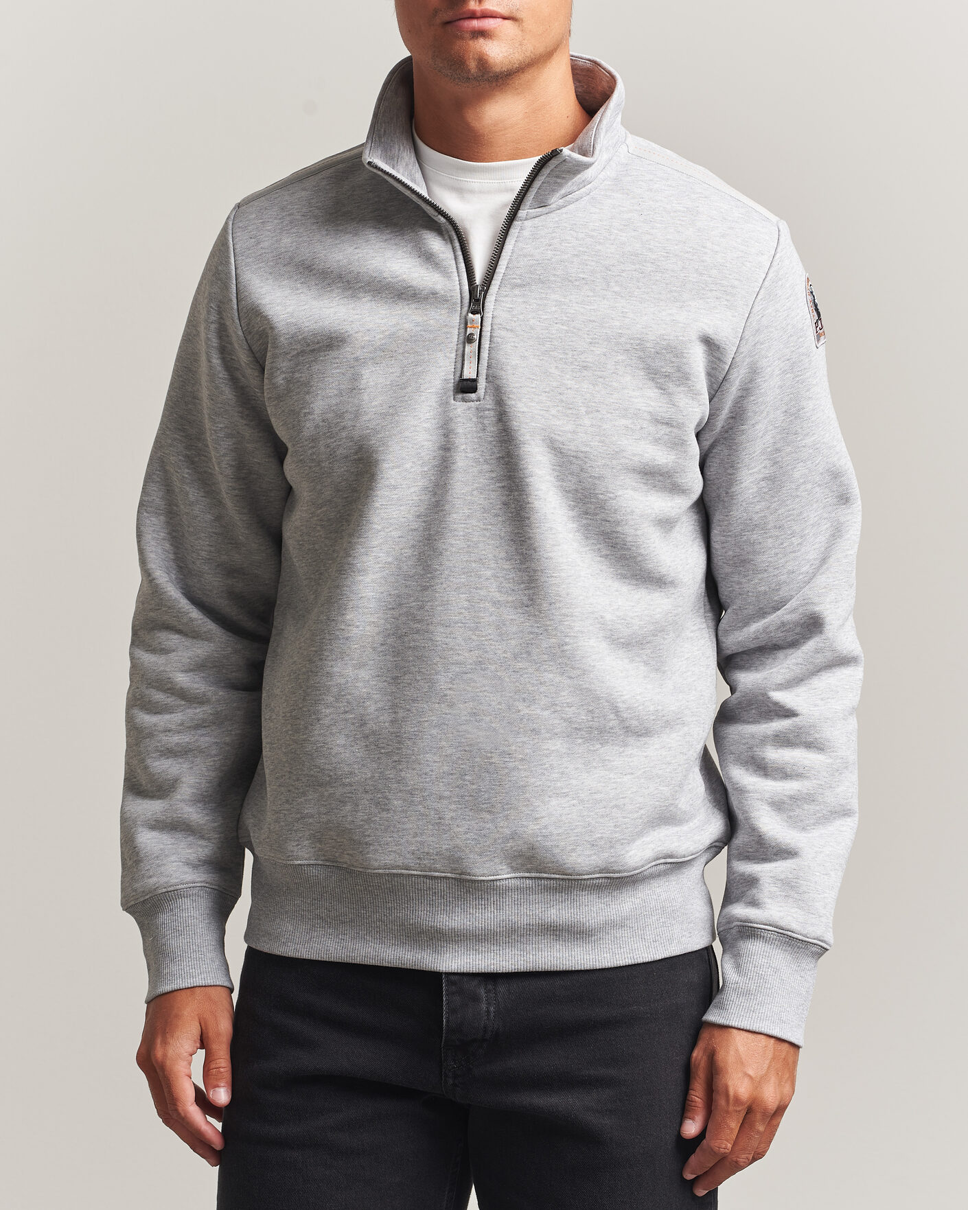 Herr | Tröjor | Parajumpers | Broad Peak Super Easy Half Zip Sweatshirt Ash Grey Melange