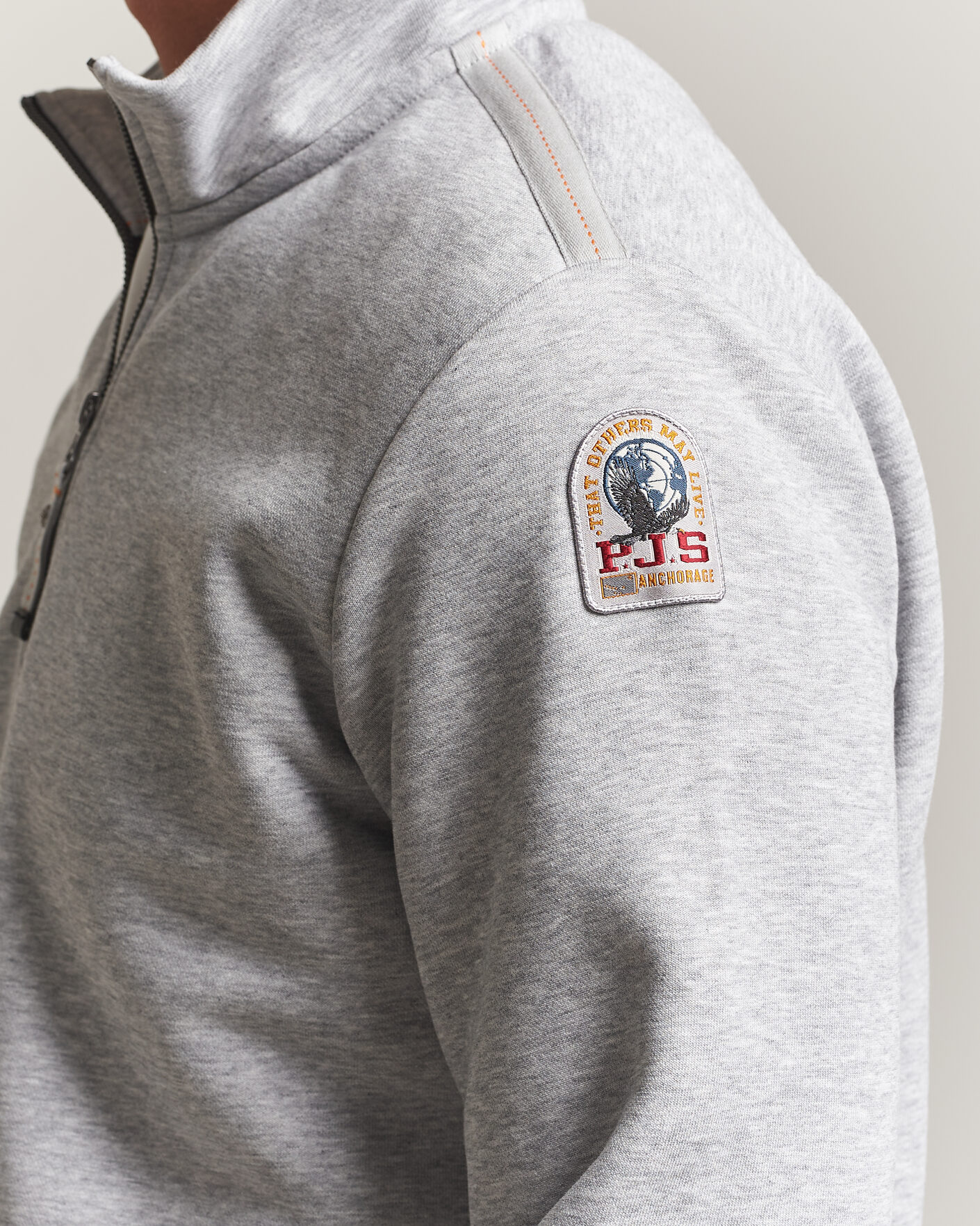 Herr | Tröjor | Parajumpers | Broad Peak Super Easy Half Zip Sweatshirt Ash Grey Melange