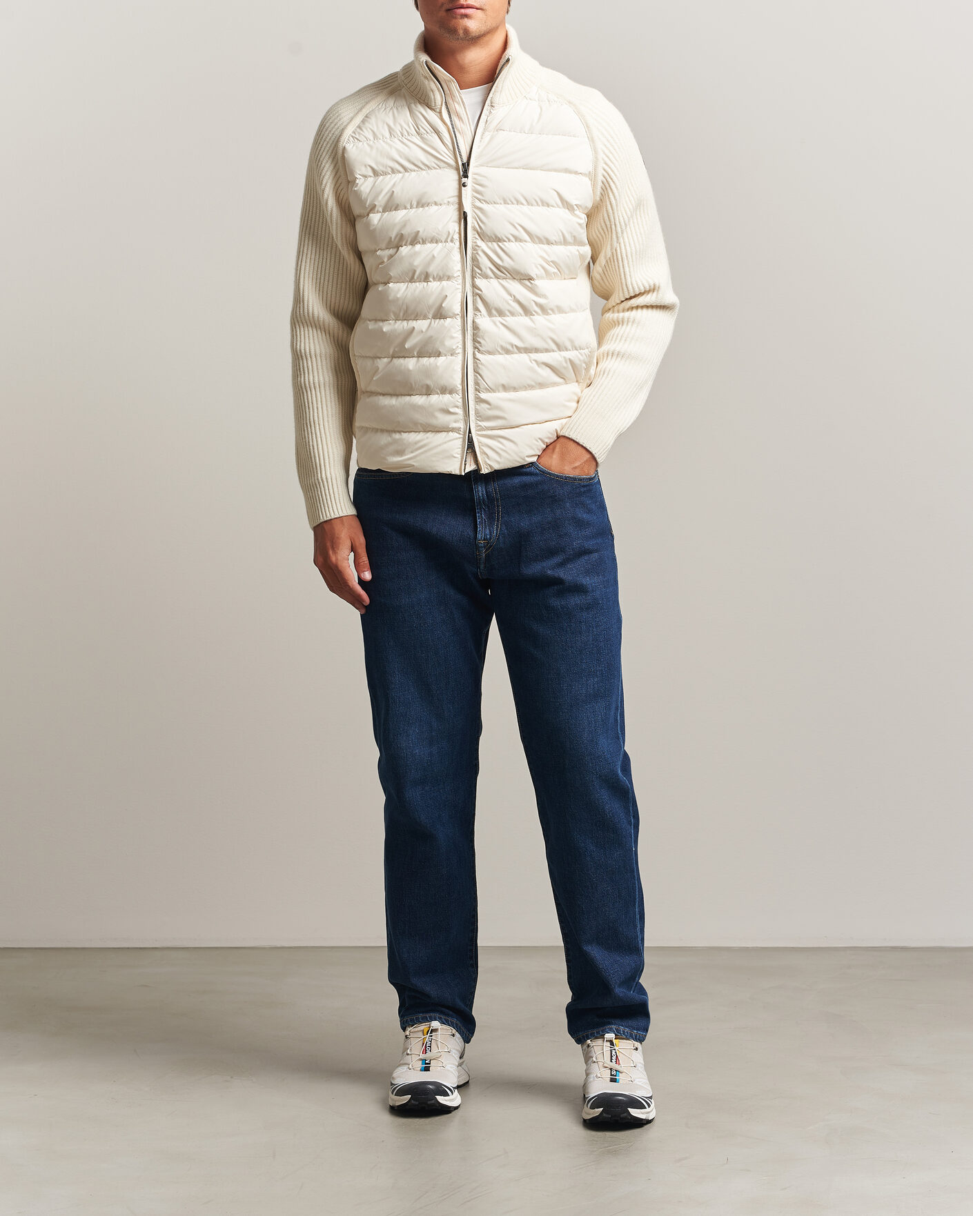 Herr | Jackor | Parajumpers | Olmo Rib Knitted Hybrid Jacket Warm Ivory